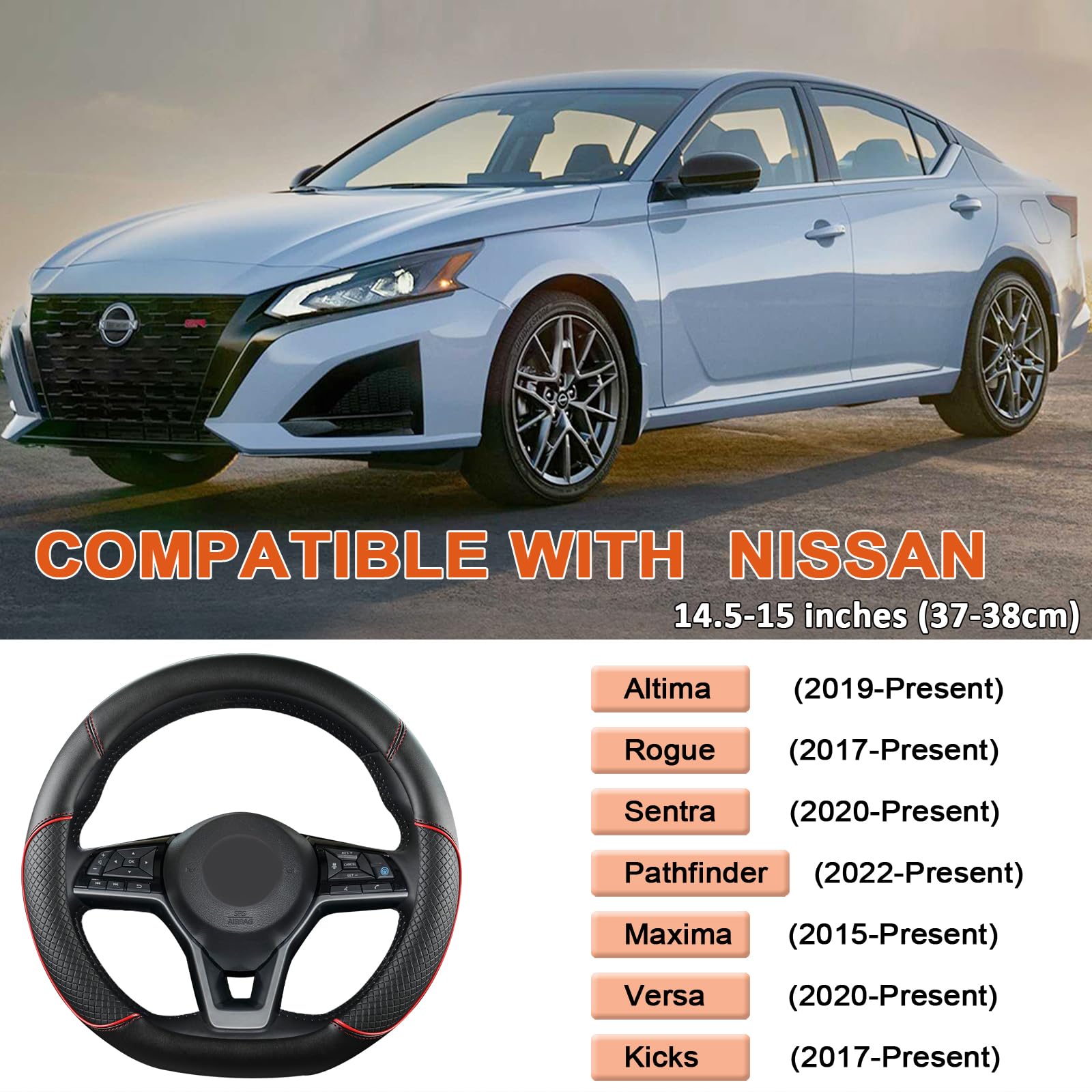 Giant Panda D Shape Steering Wheel Cover For Nissan Rogue Kicks - Auto Car Steering Wheel Cover Customized For Nissan Altima Sen