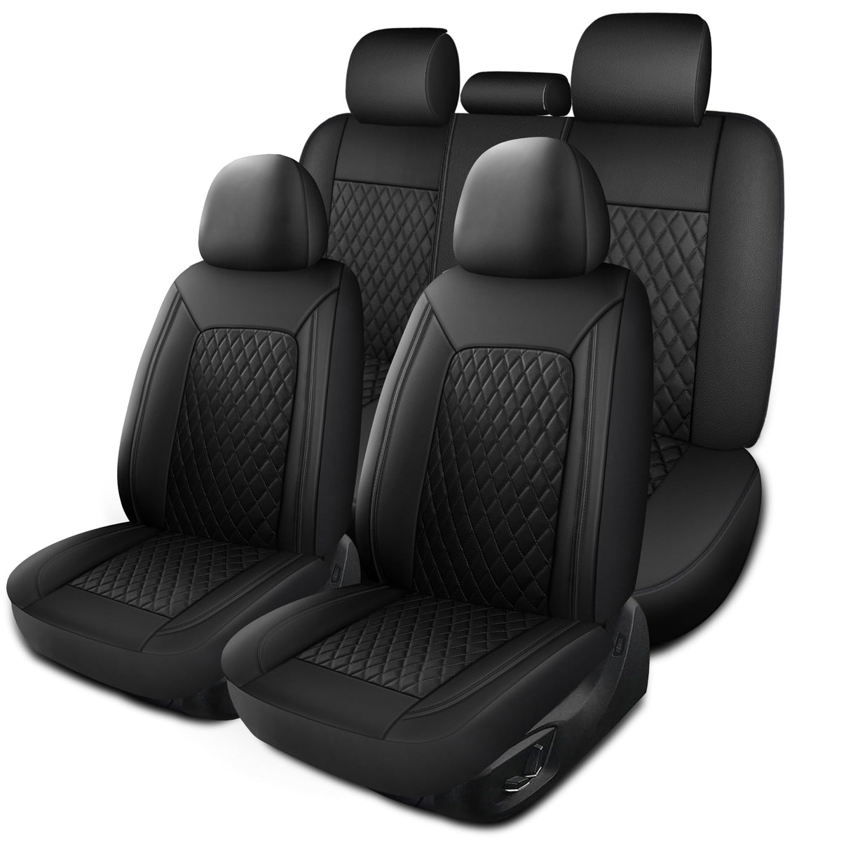 HChengkikz Leather Car Seat Covers,Breathable and Waterproof Seat Cover Full Set,PU Premium Universal Fit Automotive Airbag Comp