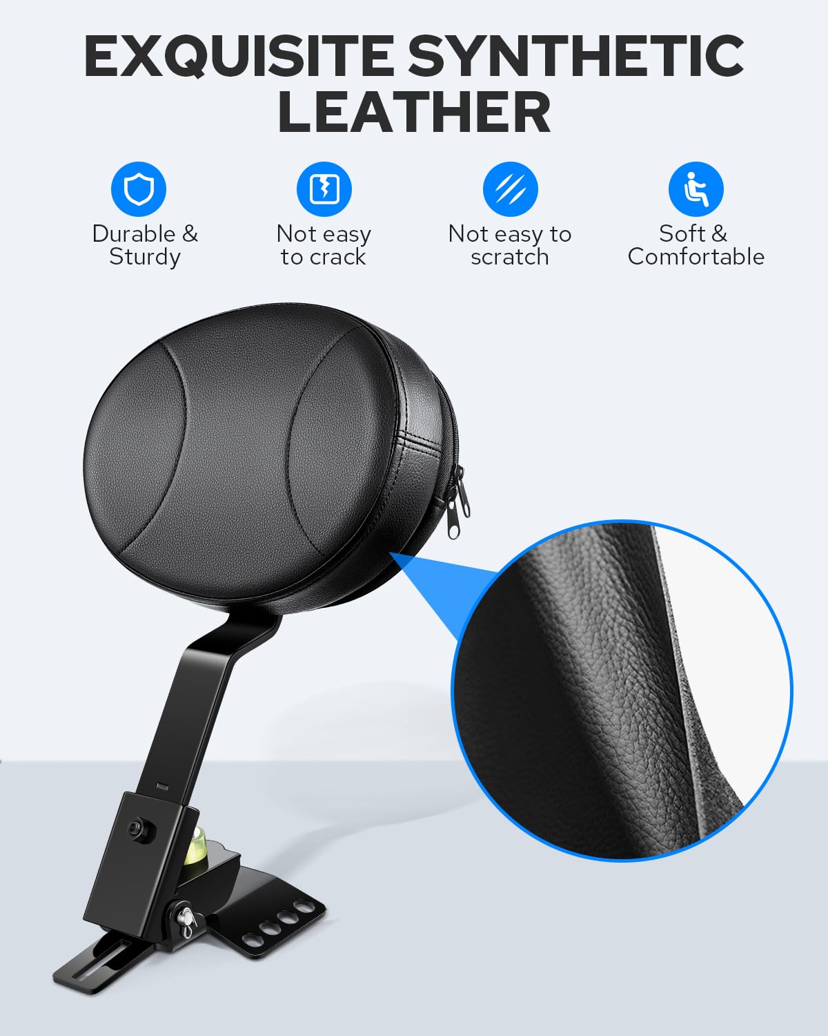 Benlari Adjustable Driver Backrest Rider Backrest Plug-In Backrest Compatible for Harley Davidson Touring Street Glide Road Glid