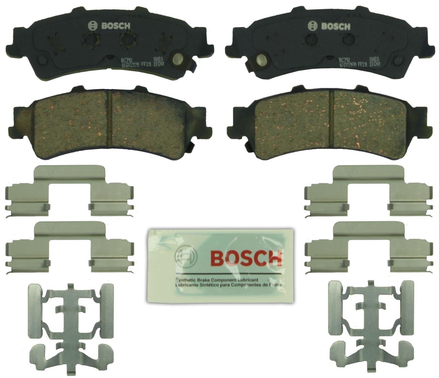 BOSCH BC792 QuietCast Premium Ceramic Disc Brake Pad Set - Compatible with Select Cadillac DTS; Chevrolet Astro, Avalanche, Silv