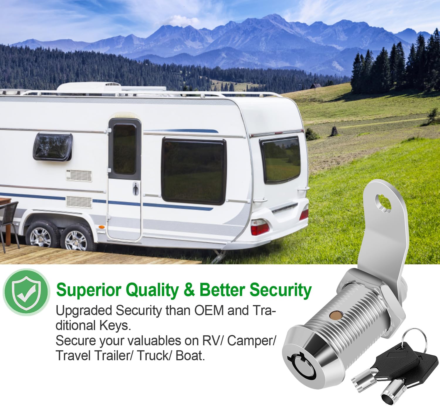 10 Pack Cabinet Lock With Keys, 1'' Rv Storage Locks Keyed Alike, Rv Locks For Storage Door, Camper Toolbox Rv Cam Locks With Ma