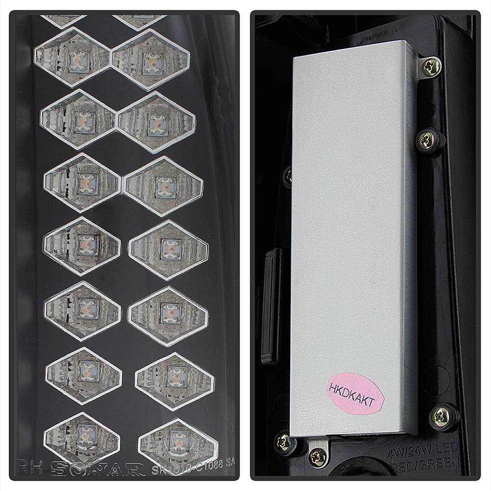 Acanii - For 1988-1998 Chevy Silverado Gmc Sierra Suburban Tahoe Chrome Led Tail Lights Brake Lamps Pair Set Left+Right