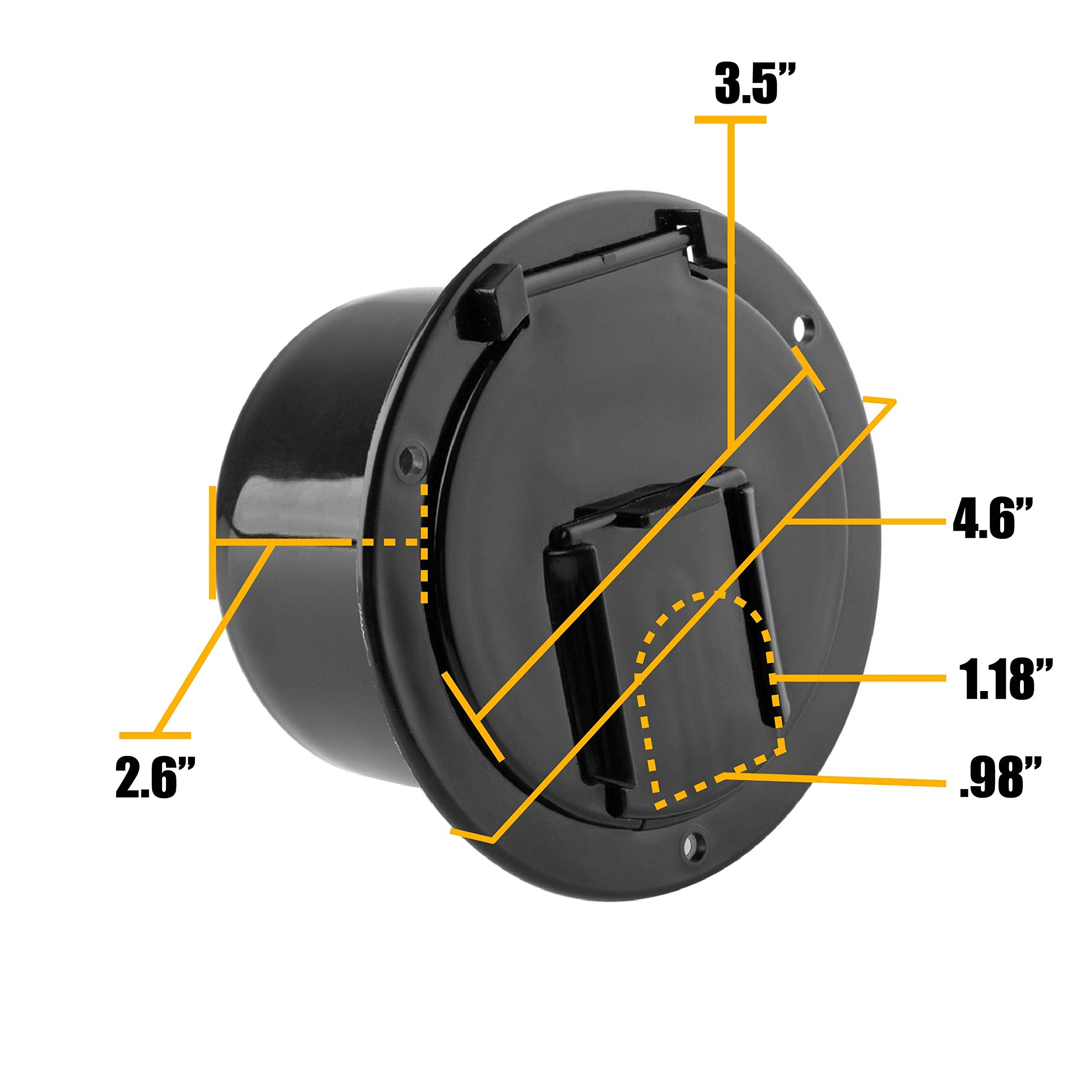 Halotronics Rv 4 3/4-Inch Round Electrical Cable Hatch For 30 And 50 Amp Cords (Black)