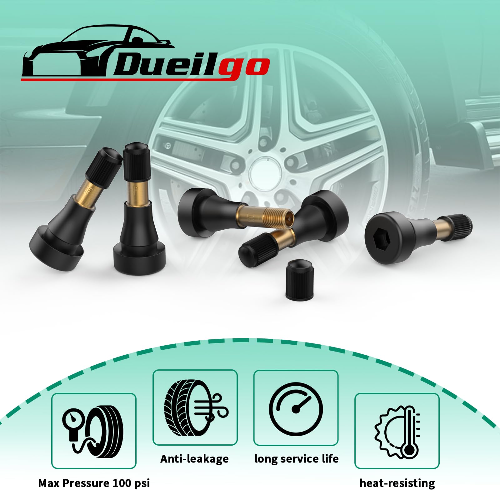 100PCS TR600HP Tire Valve Stems, High Pressure Brass Rubber Snap-in Tire Wheel Valve Stem for Most Car Auto Tires