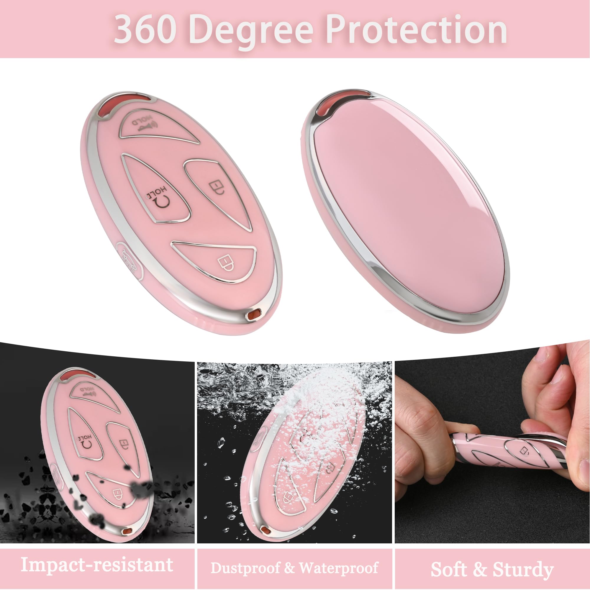 TECARATE for Hyundai Key Fob Cover - 5 Button Soft TPU Key Case Protector Fit for Hyundai Ioniq 6 Grandeur GN7, KONA, Elanrtra,