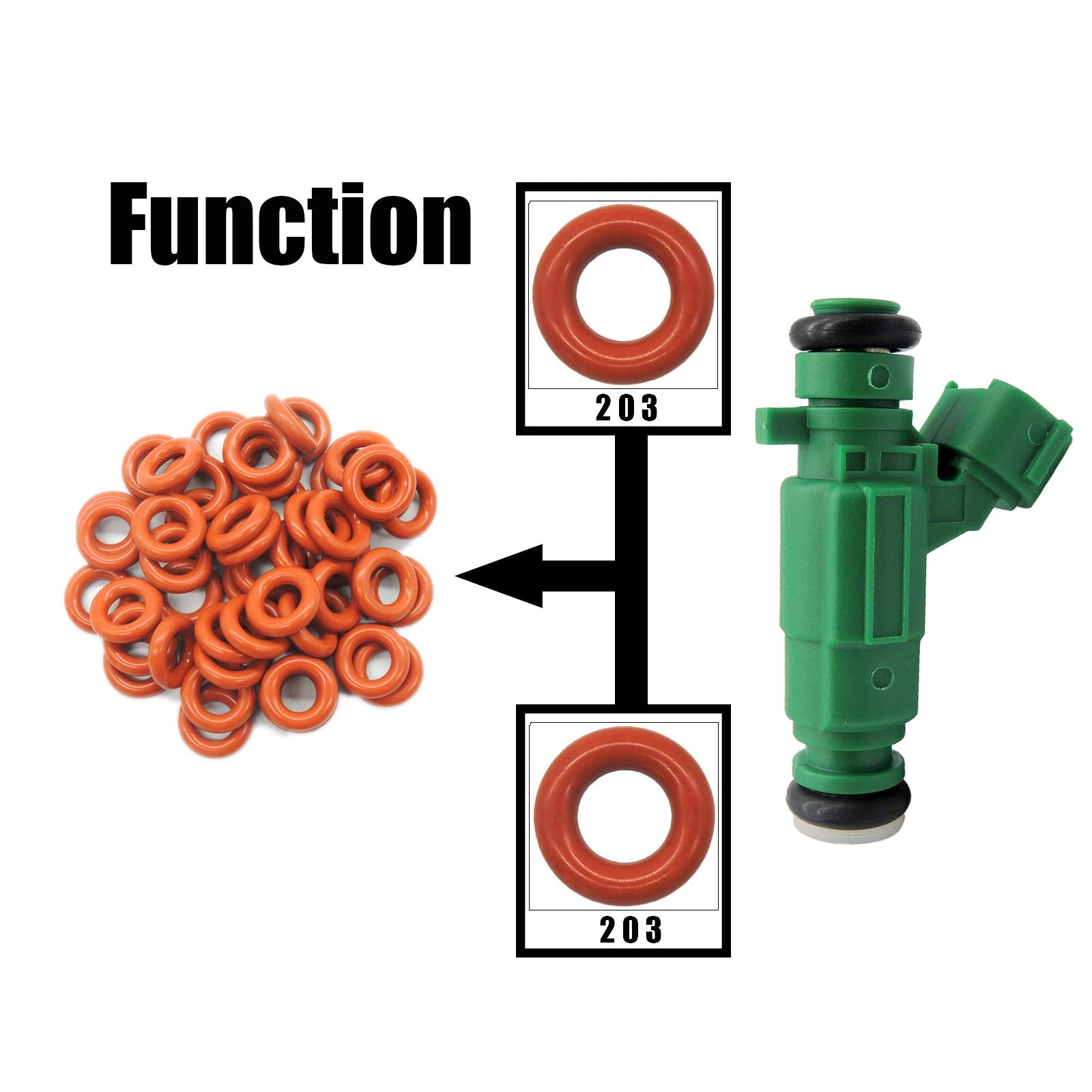 HiSport Fuel Injector O-Rings Set O-203 RED [7.52mm X 3.53 mm 50 Pcs Compatible with IWP063 IWP043 IWP069 IWP181 IWP189 IWP162 0