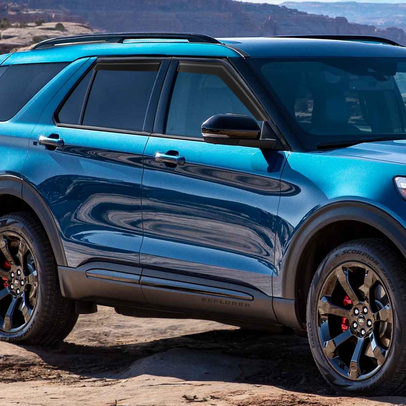 Window Rain Guards Visors Shield For 2020-2025 Ford Explorer, Out-Channel Window Vent Wind Shades Deflectors For 20 21 22 23 24