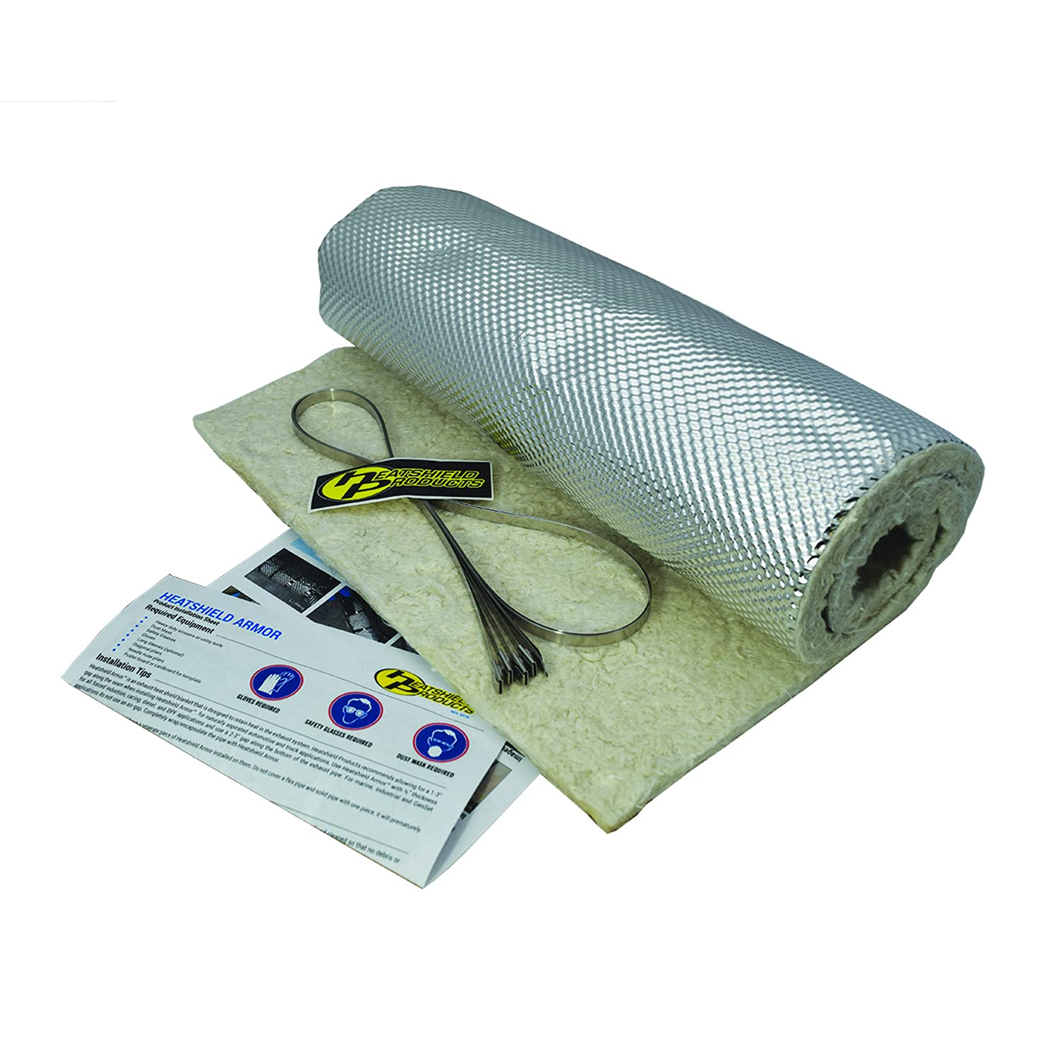 Heatshield Products 176001 Heatshield Armor Kit 1/2' Thick X 1' Wide X 3' Long Hot Pipe Heat Shield Kit With 4 Stainless Steel Locking Ties