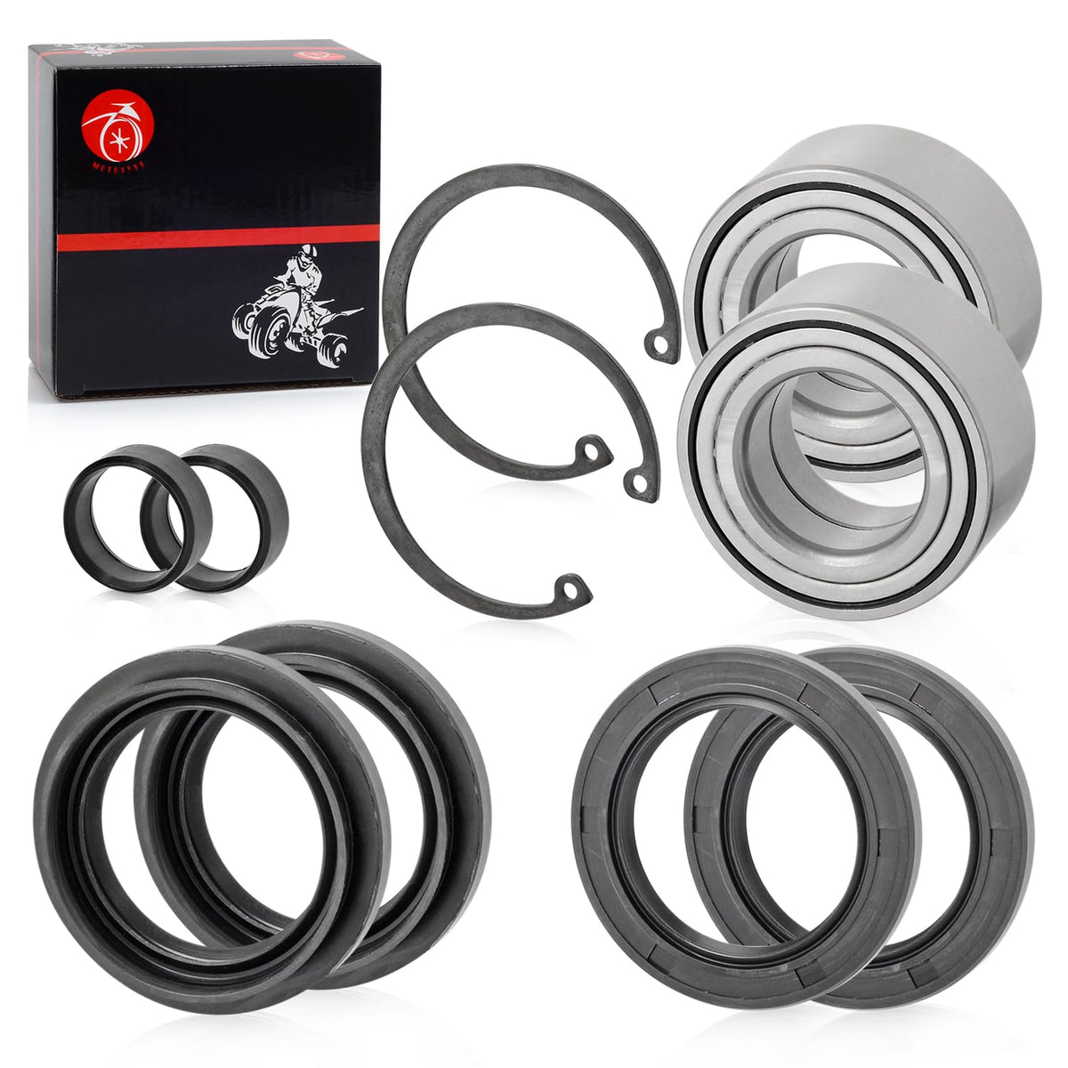 Moto1988 Heavy Duty Front Wheel Bearings & Seals Kit For Honda Foreman 400 450 500 Trx400Fw Trx450Fe/Fm Trx500 Fe/Fm/Fpe/Fpm/Fa/Fga/Fpa Trx650 680 Fa/Fga 1995-2014