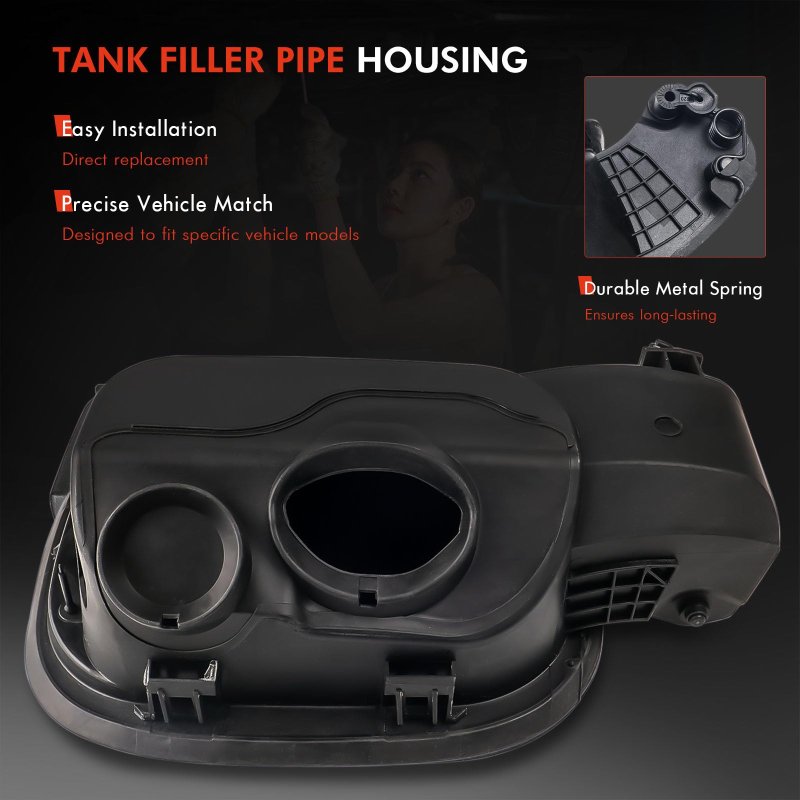 84745940 Fuel Tank Filler Pipe Housing Fit For Chevy Silverado 1500 2019-2024 Only Fit Chevrolet Gas 5'8'' Bed, Gas Cap Fuel Doo