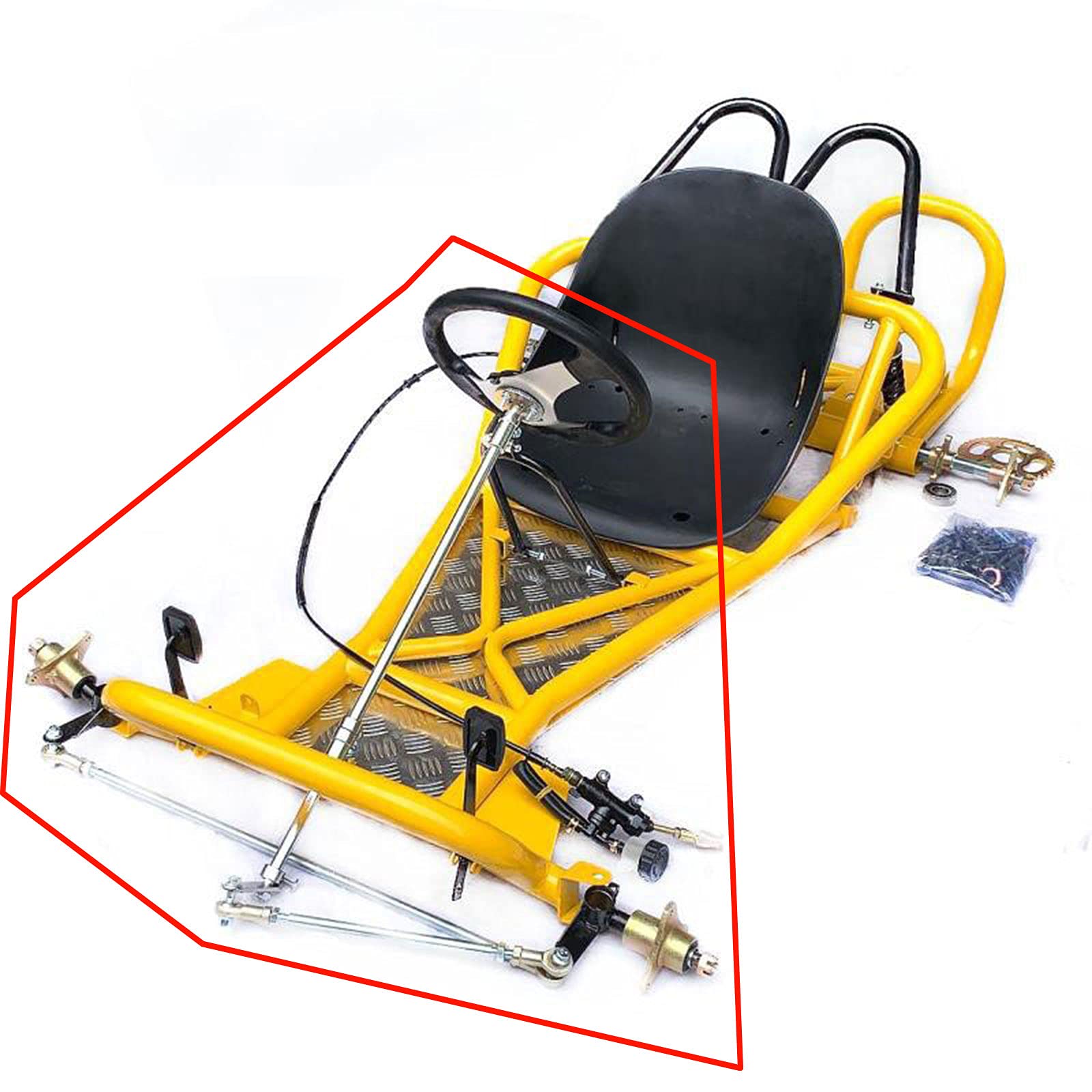 Chunille Front Axle Kit Front Steering Assy Tie Rod Wheels Go Kart Drift Ball Joint For 168Cc Atv Quad Go Kart Cart