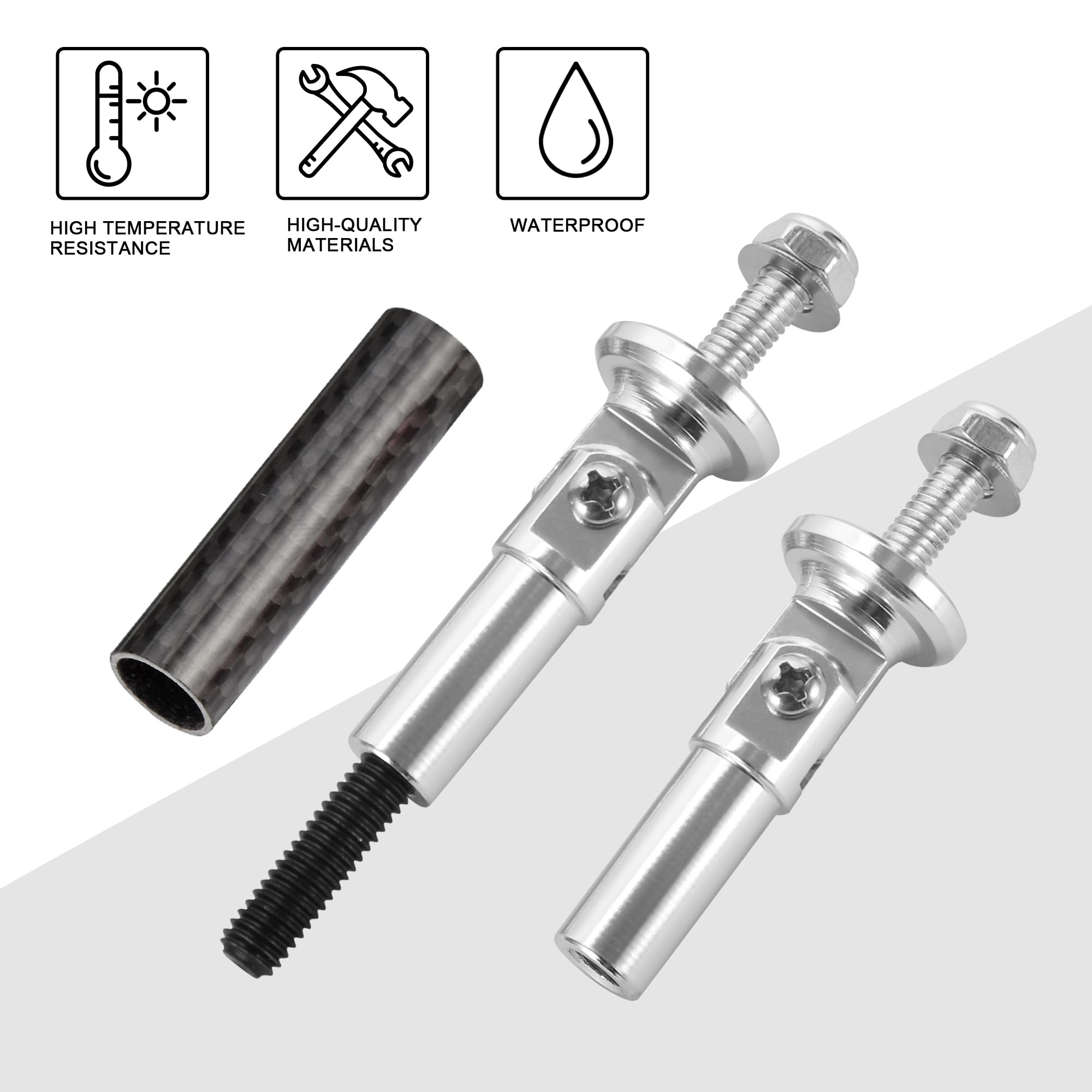 Tomall 2 Pcs 45Mm Car Adjustable Front/Rear Bumper Lip Splitter Support Strut Rod Carbon Fiber Silver Universal Auto Bumper Fast