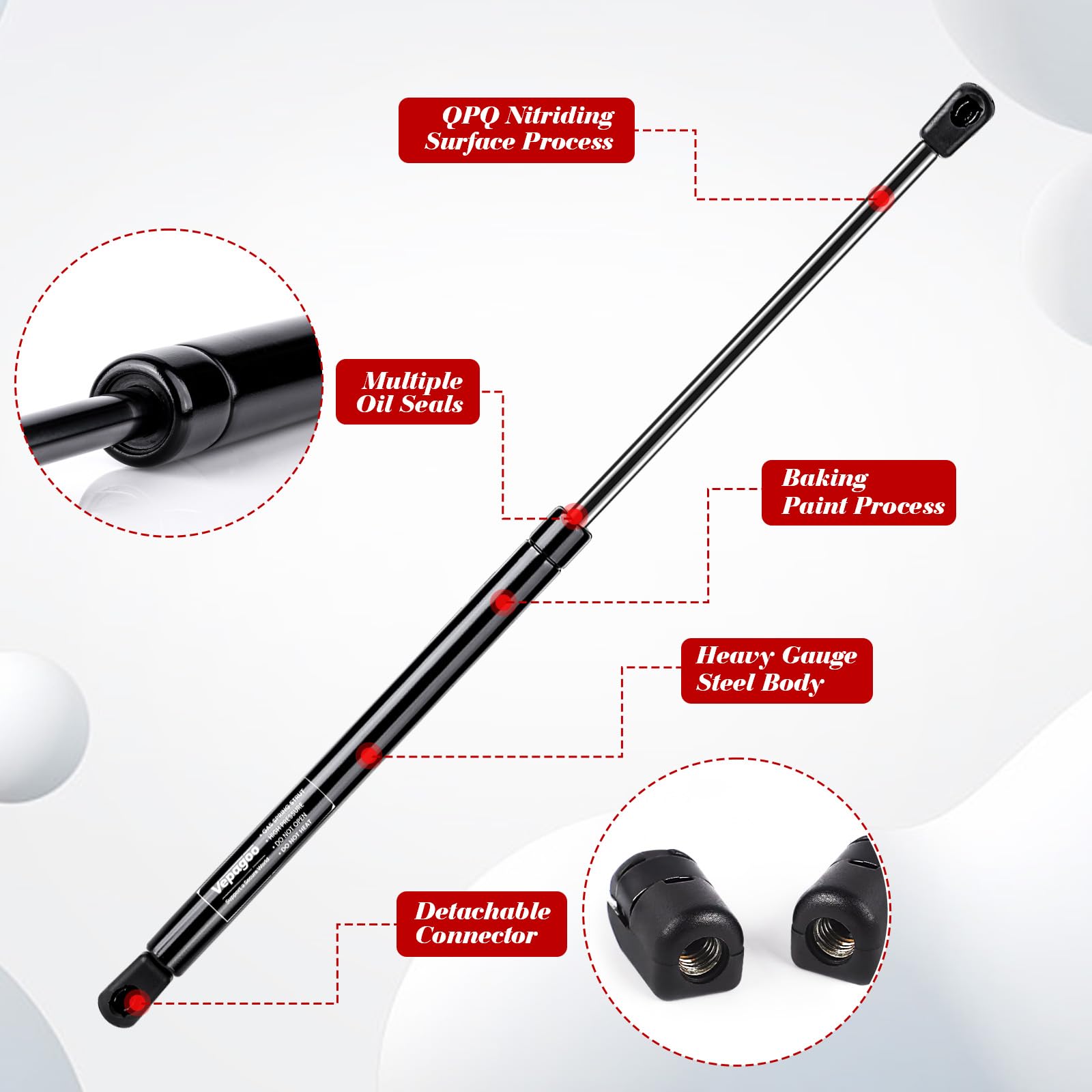 Vepagoo 24 Inch 110Lb/489N Gas Struts Shocks Lift Support Spring For Tonneau Cover Truck Pickup Bed Rv Door Replacement Sturt Se