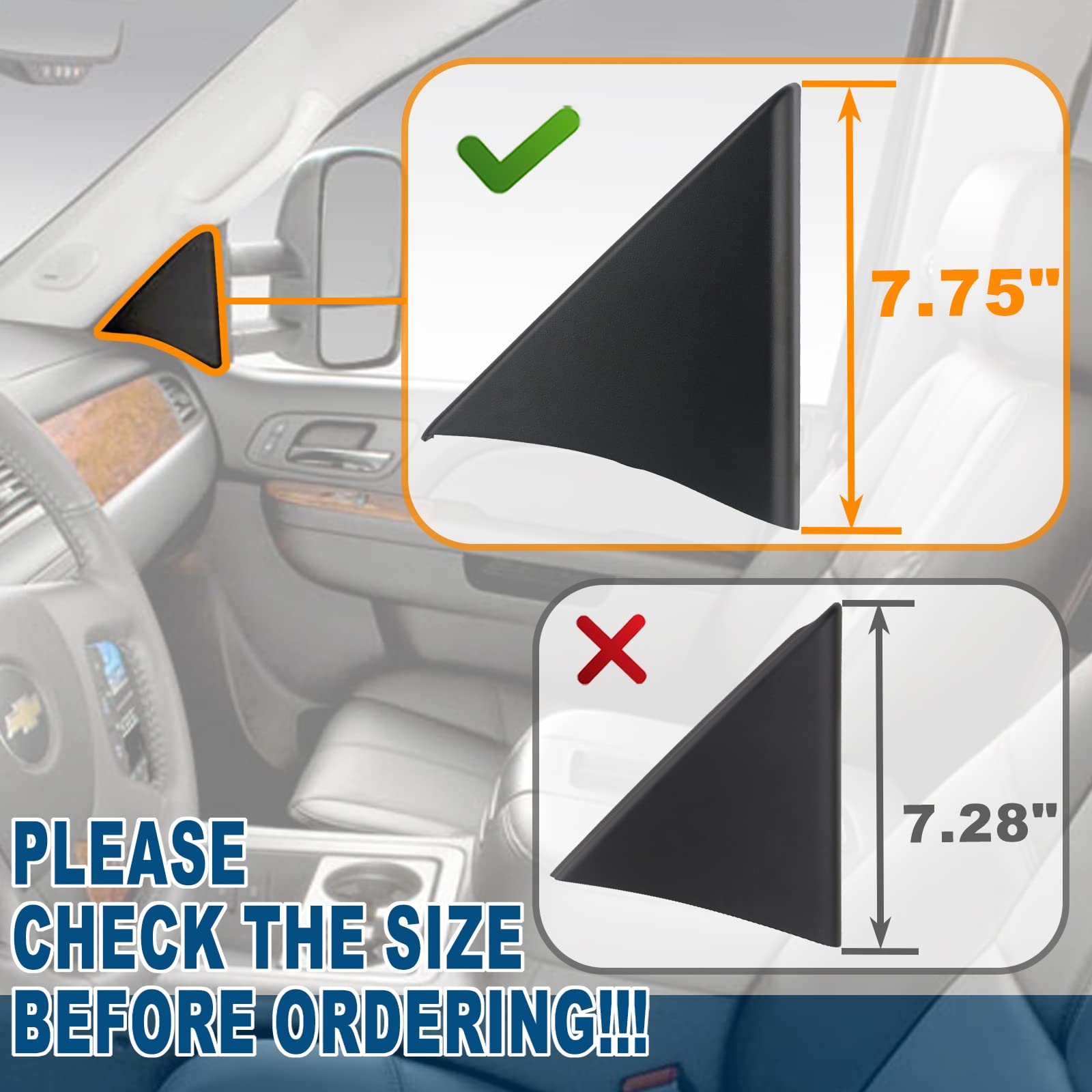 Apperfit Front Door Upper Trim Panel Triangle Cover Compatible With 2007-2013 Chevrolet Chevy Avalanche Silverado Suburban Tahoe, Gmc Sierra Yukon Replaces 25857289 25857294