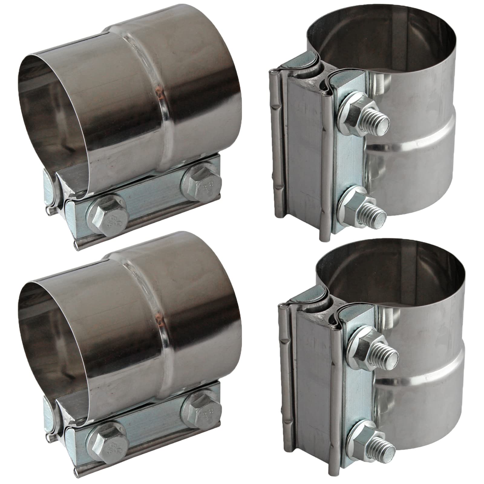 Exhaust Clamps Band Clamp 2.5'' Lap Joint - Stainless Steel Lap Joint With 1 Block 4Pcs For 2.5'' Od To 2.5'' Id Exhaust Pipe, M