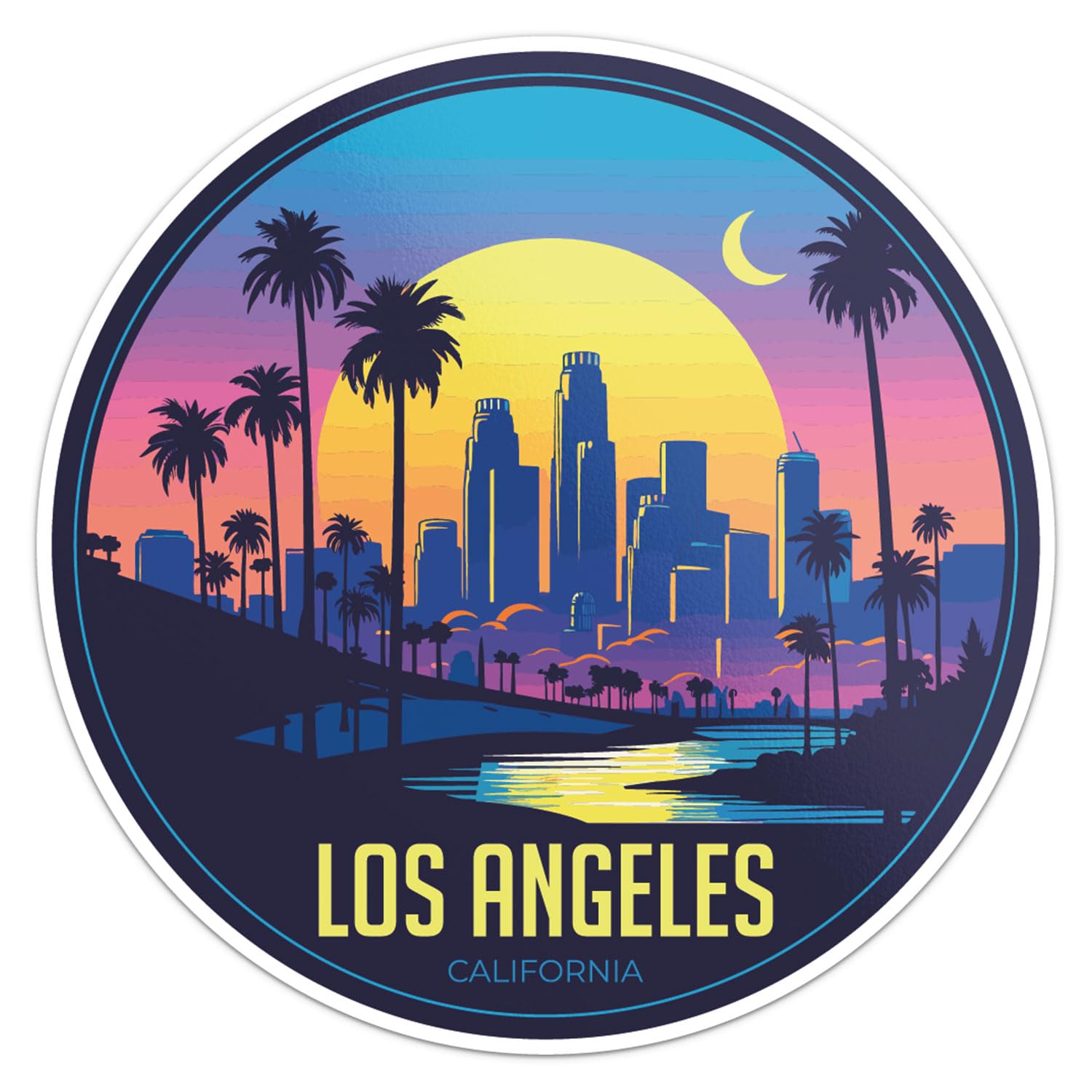 Los Angeles City Sticker - Waterproof Vinyl Decal for Car Bumper, Laptop, Water Bottle, Wall, and Window, Size - 3'' Longer Side