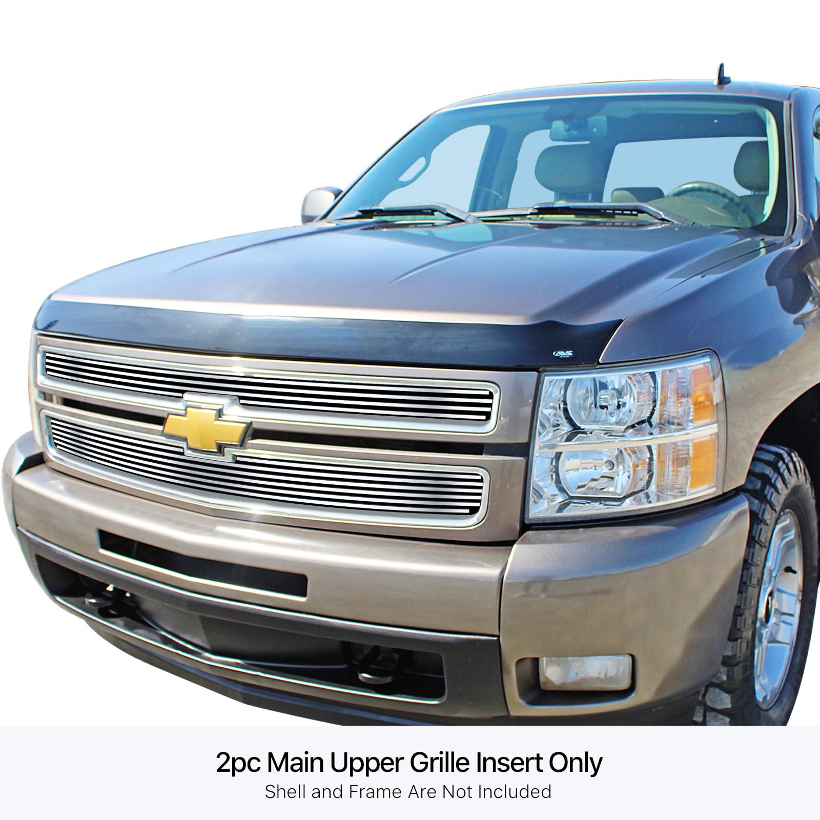 Off Roader eGrille Compatible with Chevy Silverado 1500 2007-2013 Main Upper Stainless Steel Chrome 8x6 Billet Grille Insert BGC