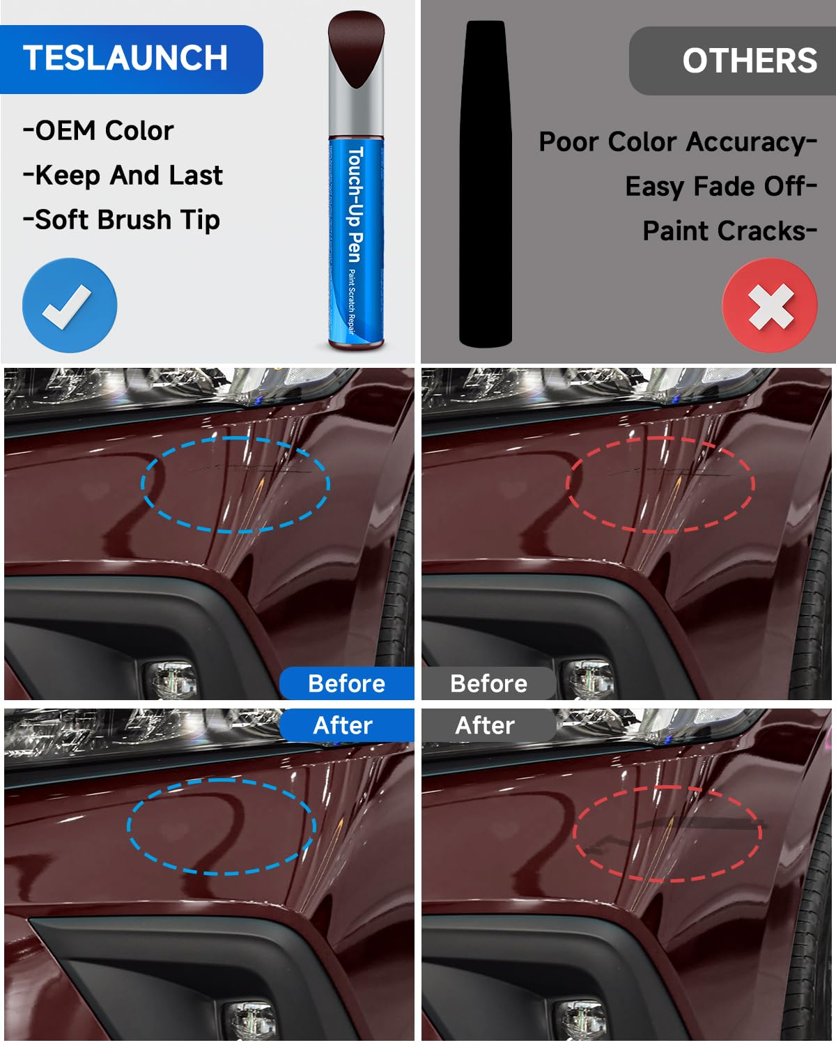 R-529P Dark Cherry Pearl Touch Up Paint Compatible with Honda Exact Match Touch Up Paint Car Scratch Repair