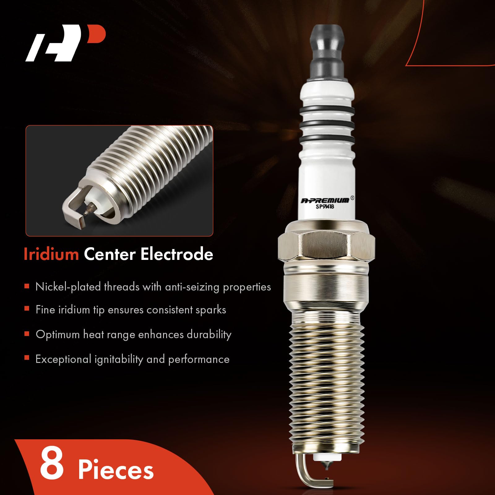 A-Premium Iridium Platinum Spark Plugs Compatible with Chevrolet Silverado 1500, 2500/3500 HD, Tahoe, Camaro, Suburban, Corvette
