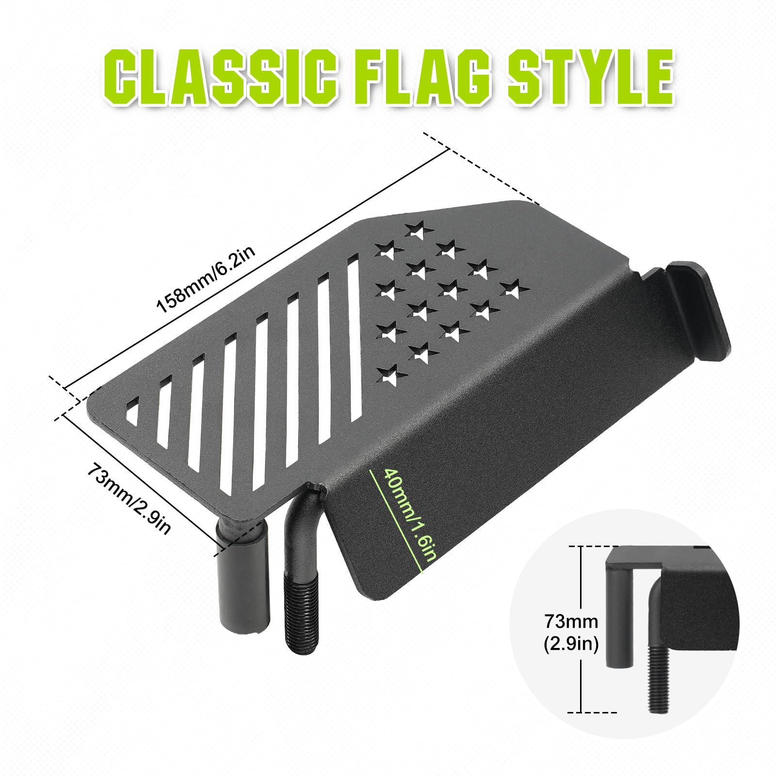 Bordan Front Foot Pegs Foot Rest Pedals For Jeep Wrangler Jk Jku Jl Jlu Jt Gladiator 2007-2025, Exterior Door Hinge Foot Peg Met