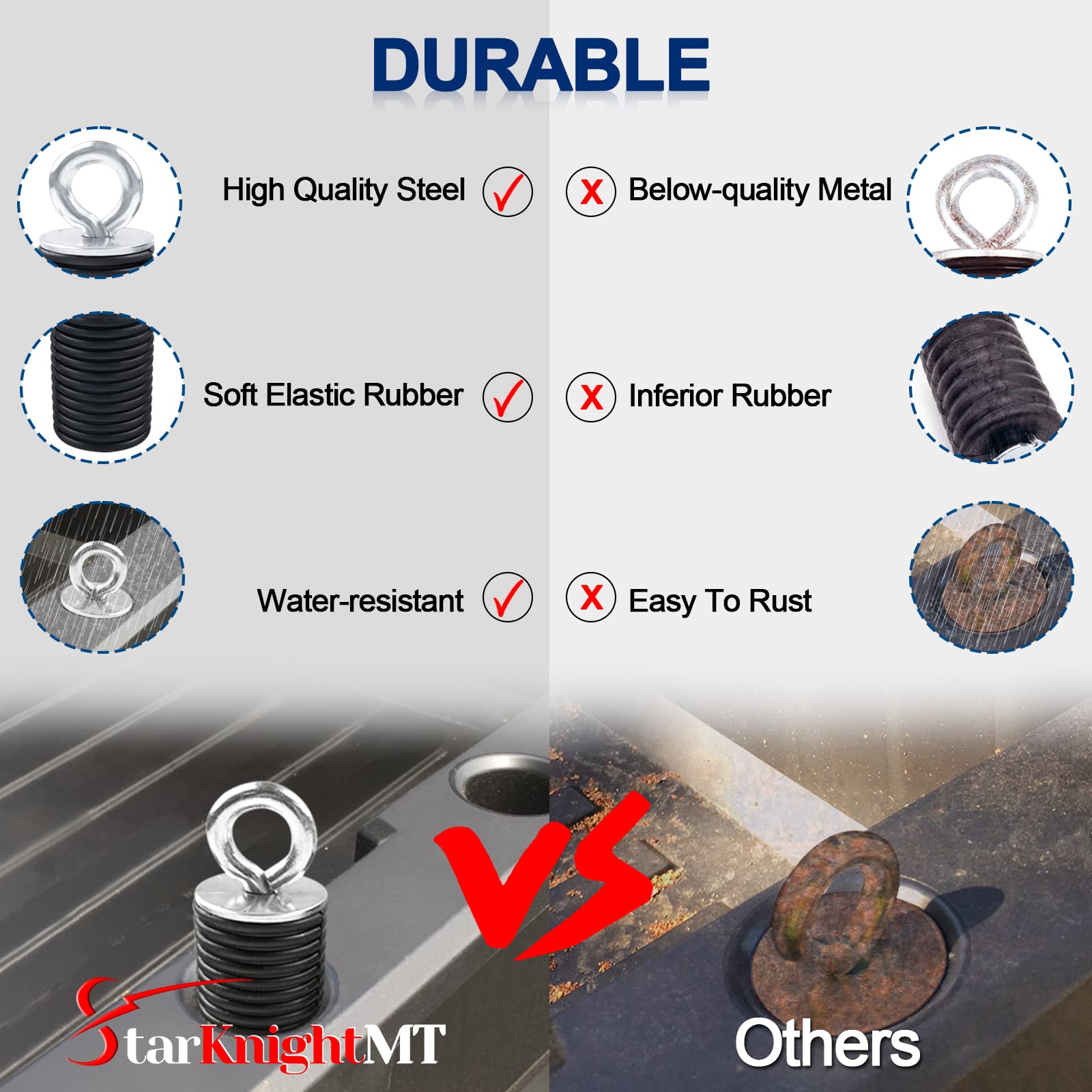 Starknightmt Ranger Tie Down Anchors,Utv Lock And Ride 2' Bed Anchor Compatible With Polaris General Ranger 500 570 1000 Xp 900 800 700 With 1-7/16' Hole(6 Pcs,Black)