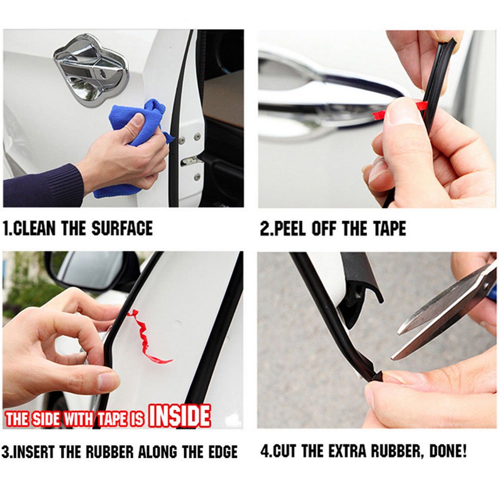 Esupport 16Ft 5M U Shape Car Door Moulding Rubber Scratch Protector Strip Edge Guard Trim Seal Gray