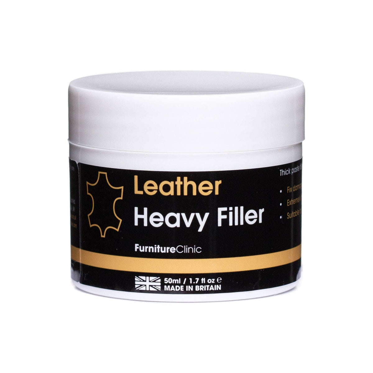 Leather Repair Filler (White) - For Filling Holes, Scuffs, Scratches, Cracking Etc - Heavy Filler - 50Ml