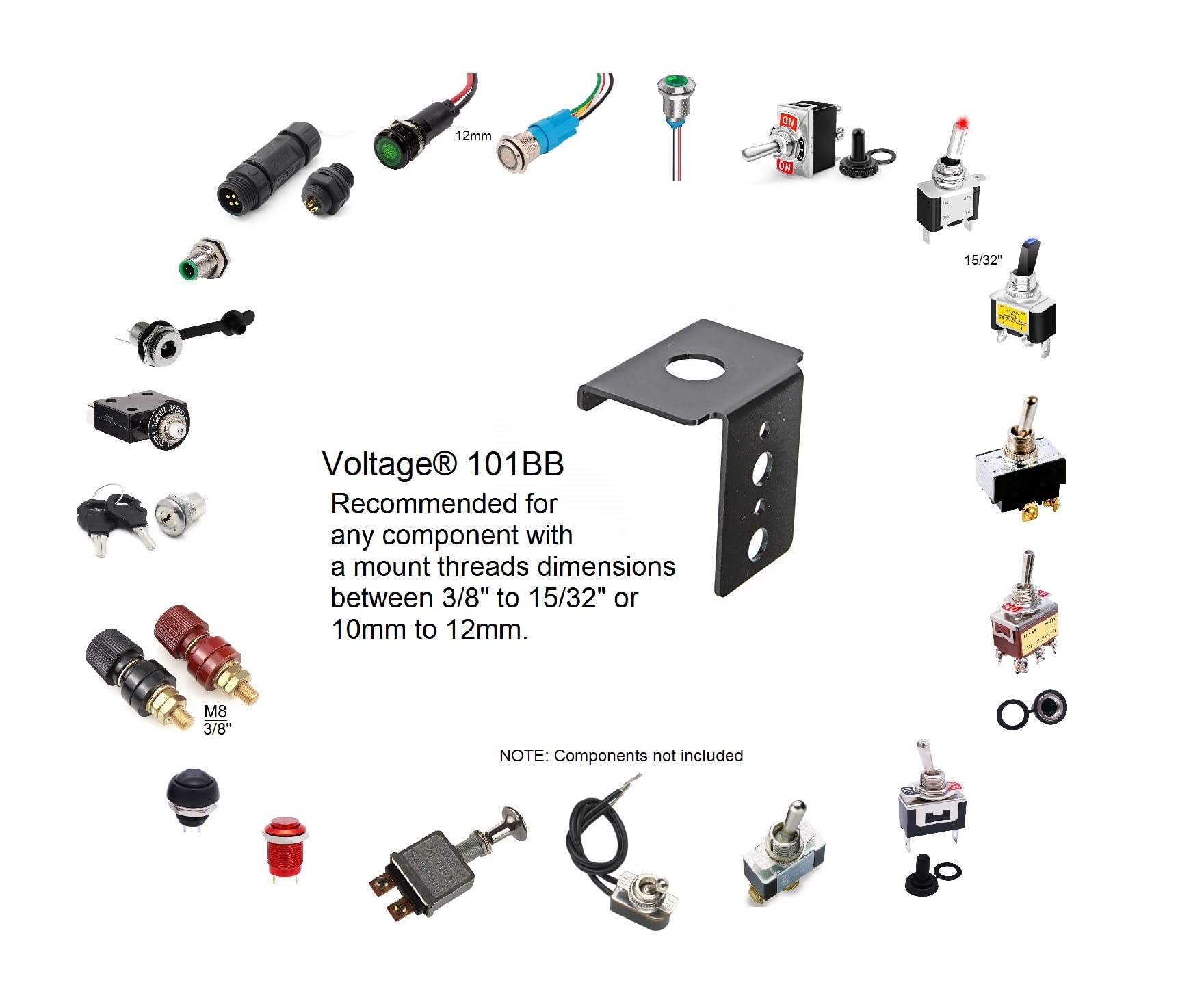 Bracket For Panel Mount Electrical Components Like Push Button Circuit Breaker, Toggle Switch, Led Indicator Panel Mount Connector, Fuse And More
