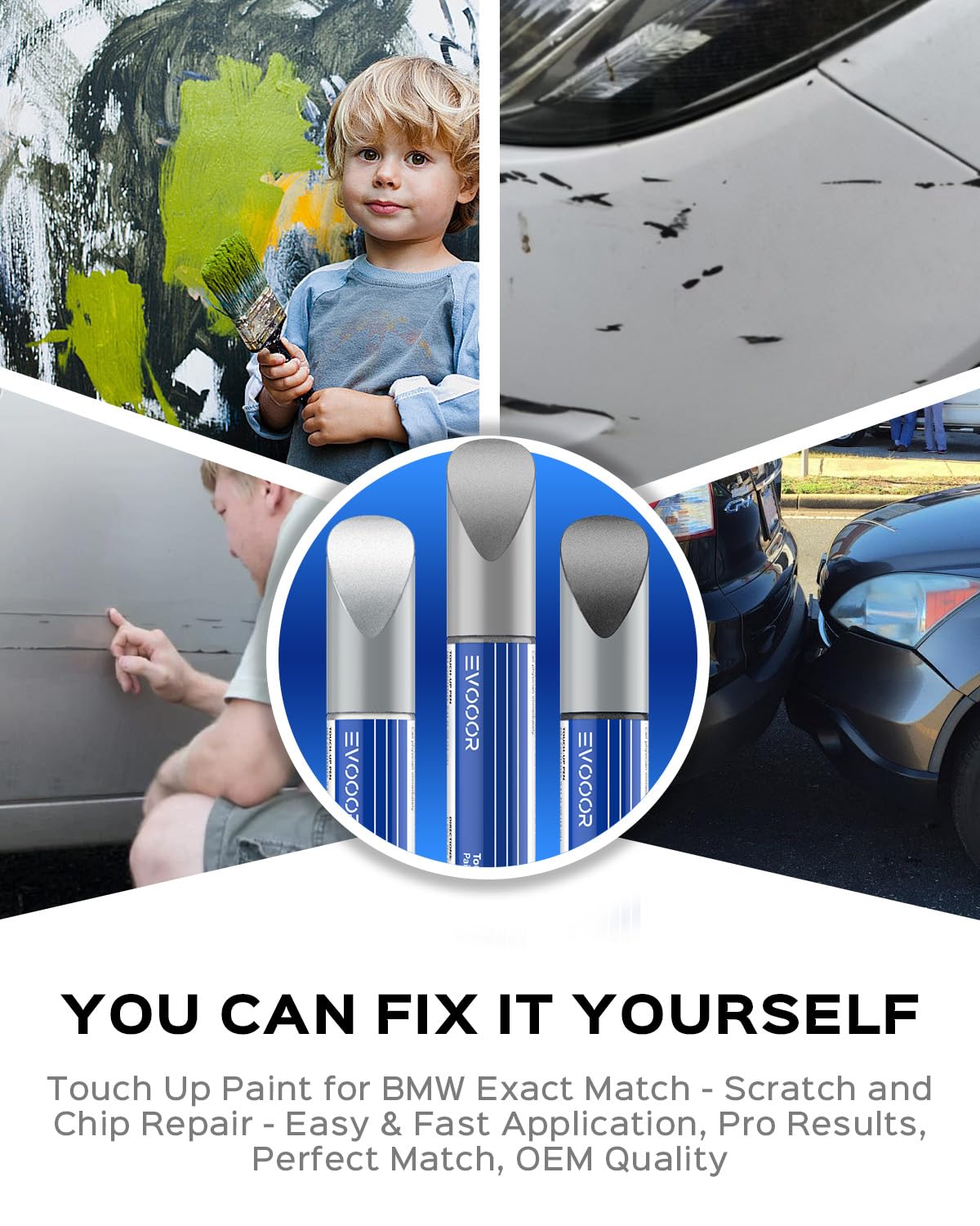 Touch Up Paint For Bmw, Automotive Black Car Paint Pen Scratch Repair (Fluid Black(668))