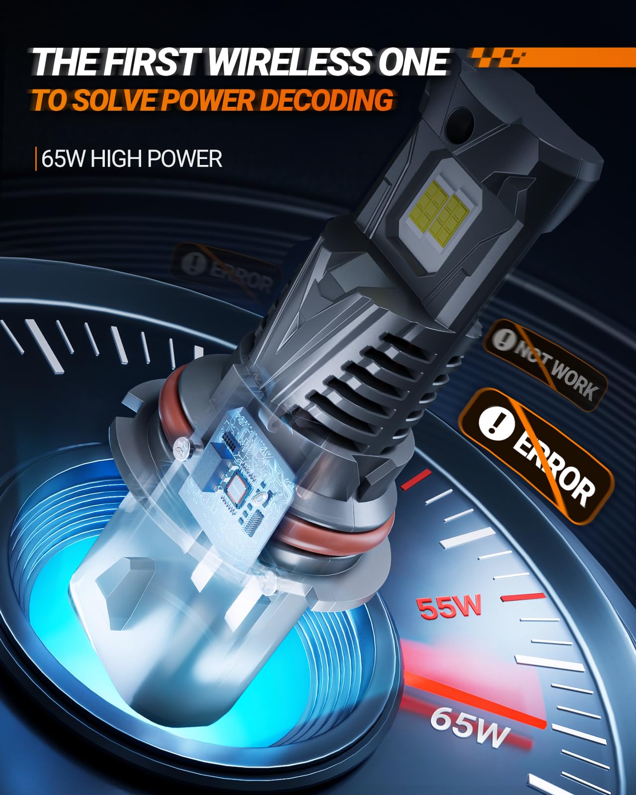 Sealight 9007/Hb5 Fog Lamps 60000Lm 70W Wireless For Atvs & Powersports, 2025 Version 99% Compatibility, 9  Brightness S7S Serie