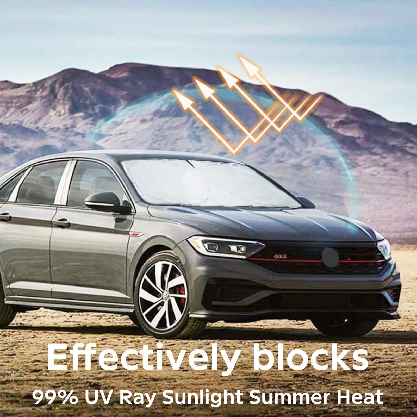 Insauto For Vw Jetta 2020 Windshield Sun Shade Sunshade 2 Layers Front Window Shield For 2019-2023 Volkswagen Jetta Windshield C