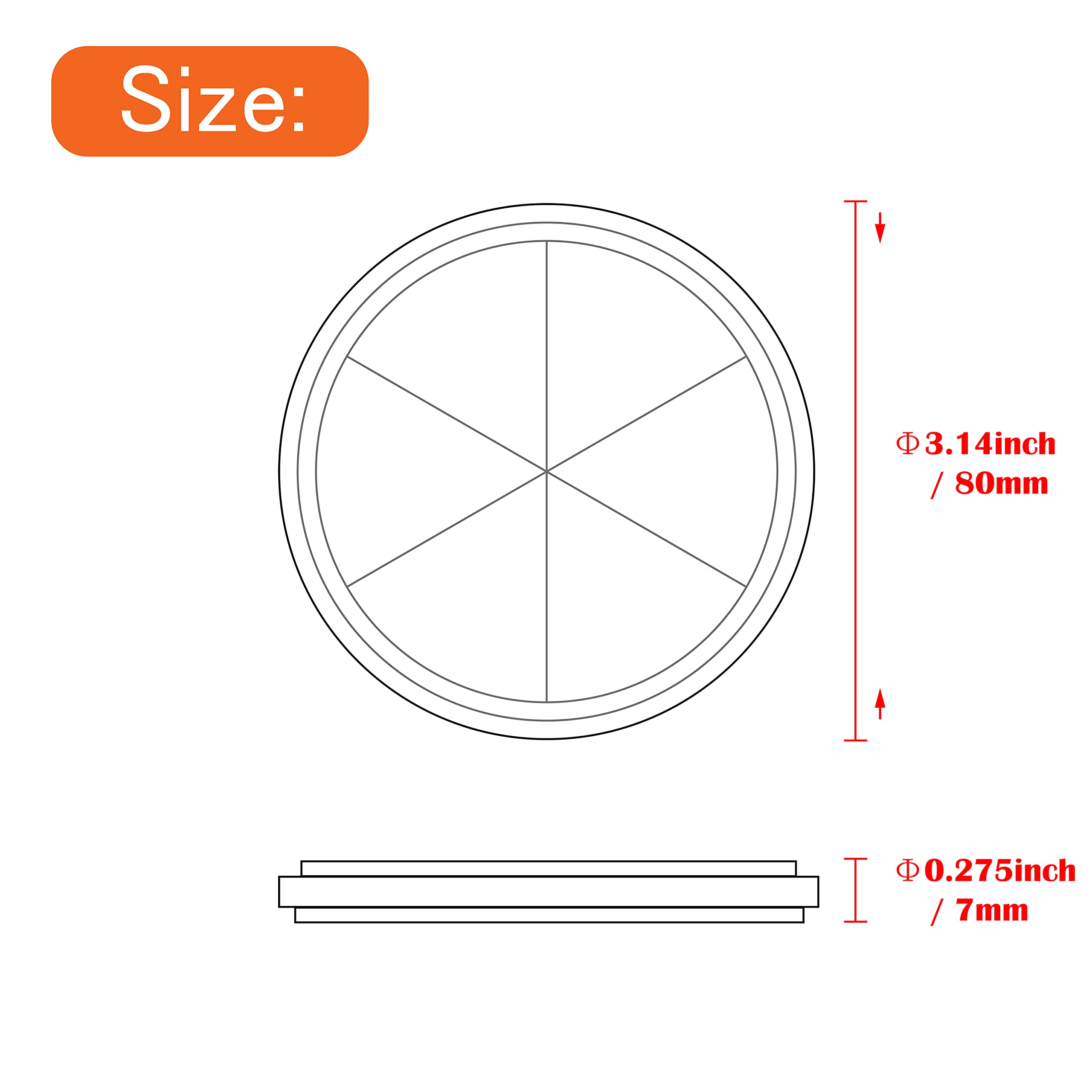 Welnent Emark/Dot/Ccc 2Pcs Round Reflector Self Adhesive Stick On Trailer Driveway Mailbox(Amber)