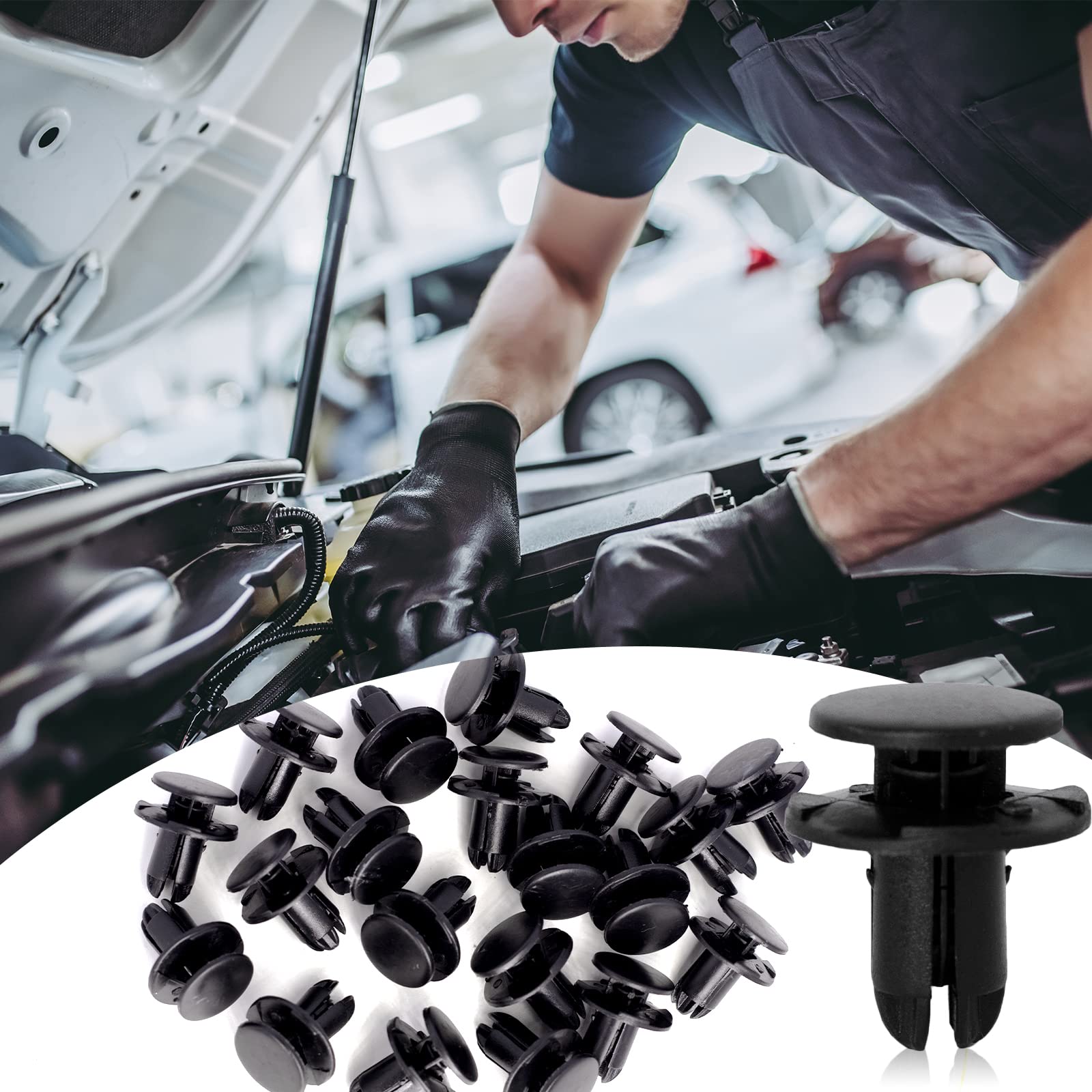 Gistilli 20PCS Black Bumper Engine Under Cover Fender Liner Fastener Clips for Hyundai Kia Equus Genesis 86595-2T500 1420608250B