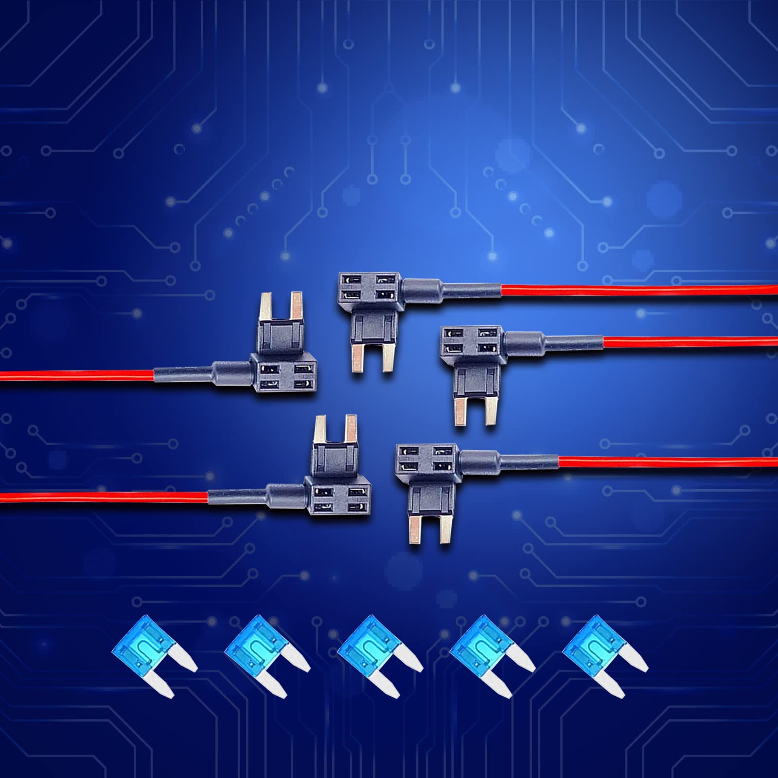 Sodcay 5 PCS 12V Car Add-a-Circuit Fuse, with 4 x 15A Inserts, TAP Adapter Mini ATM ATO Blade Fuse Holder, for Cars Trucks Boats