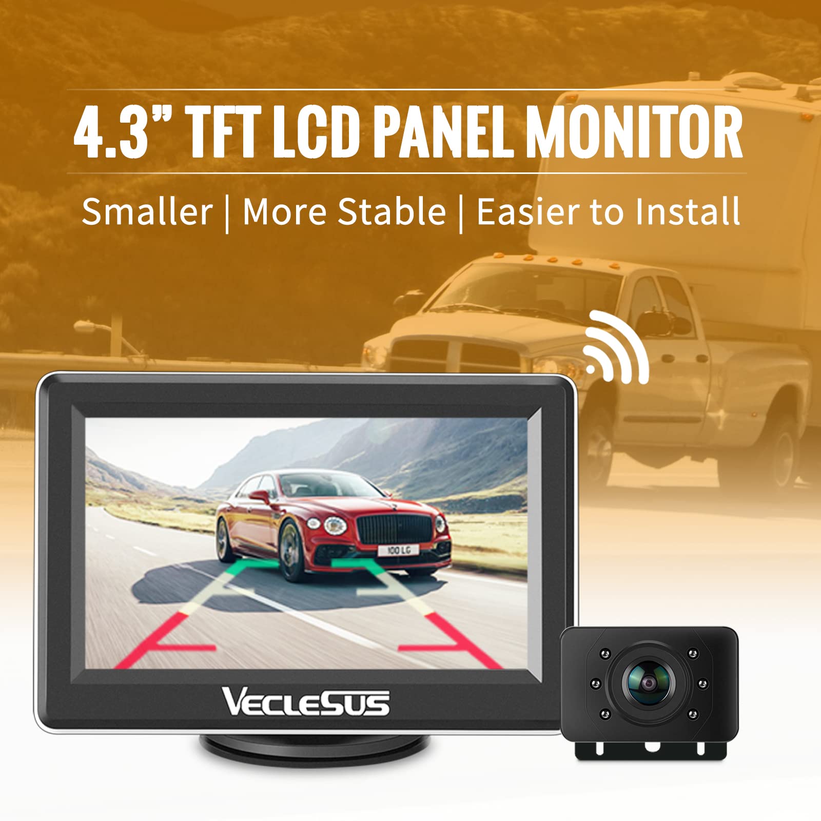 Wireless Backup Camera Systems Wm1 High Definition 1080P Night Vision 4.3Inches Monitor Wireless Rear View Camera For Cars Sedan