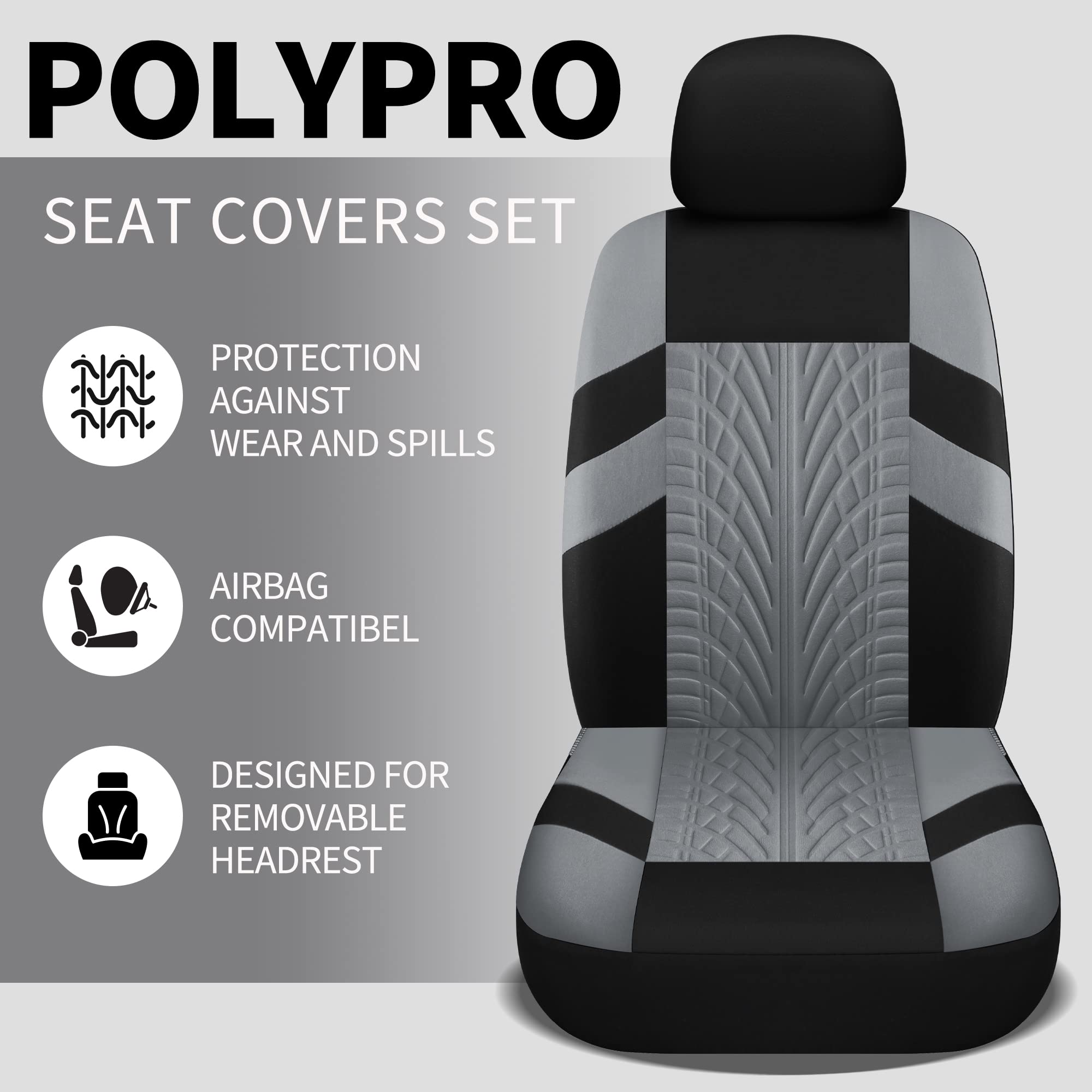 Varcozy Car Seat Covers Full Set, Front & Split Rear Bench For Car, Universal Cloth Suv, Sedan, Van, Automotive Interior Covers,