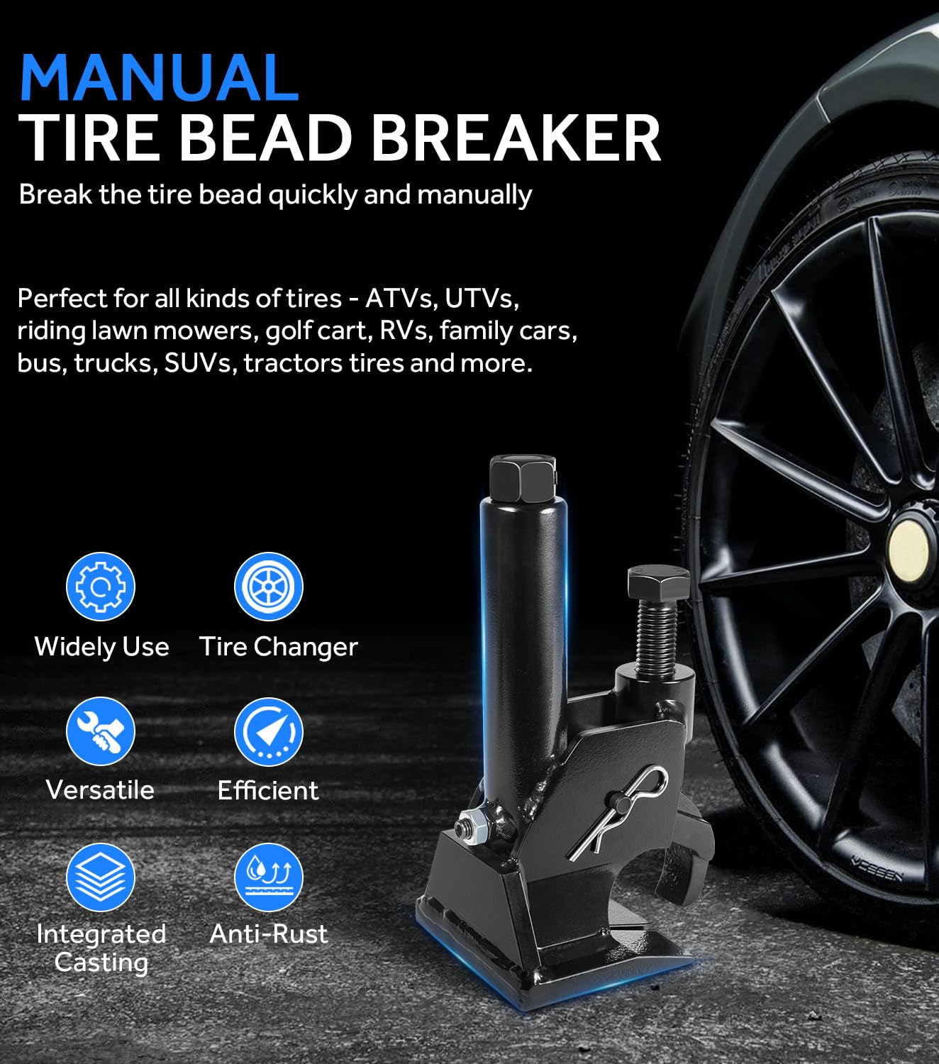 Manual Tire Bead Breaker, 38-42 Tires Changer Tool, Adjustable Hammer Tire Repair Tool, Heavy-Duty Bead Breaking Fits for AT