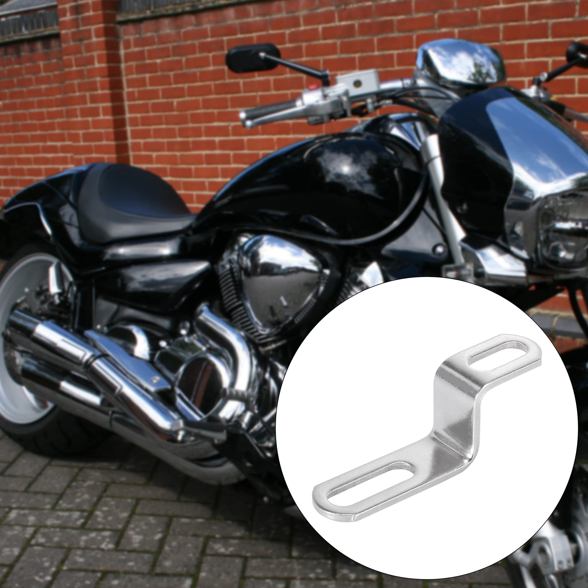 Motoforti 20Mm 30Mm 0.8' 1.18' Motorcycle Exhaust Pipe Bracket Z Shape Muffler Mounting Clamp Stainless Steel Silver Tone