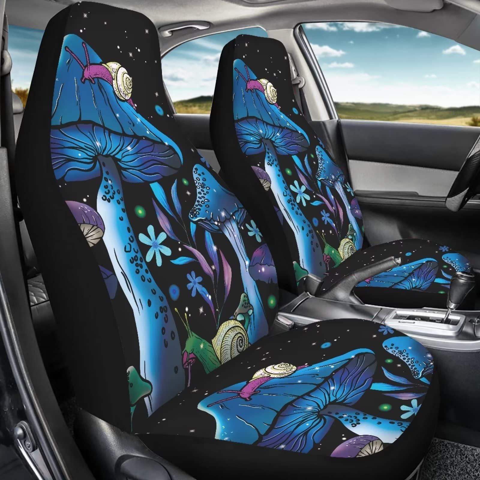 Fuibeng Galaxy Mushroom Snail Car Seat Covers For Front