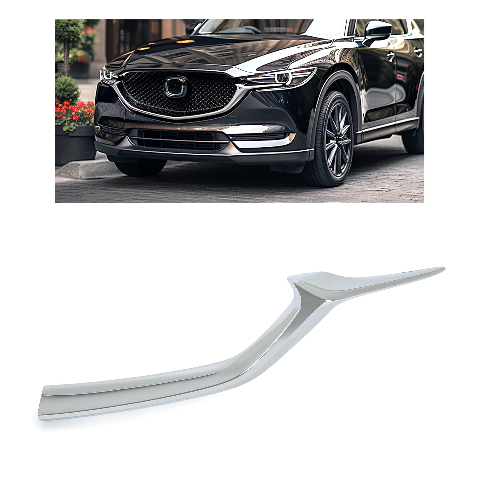 KUAFU Grille Molding Compatible with 2017-2021 Mazda CX-5 CX5 Replacement for KB8A-50-7K1B MA1214107 Front Bumper Lower Grille G