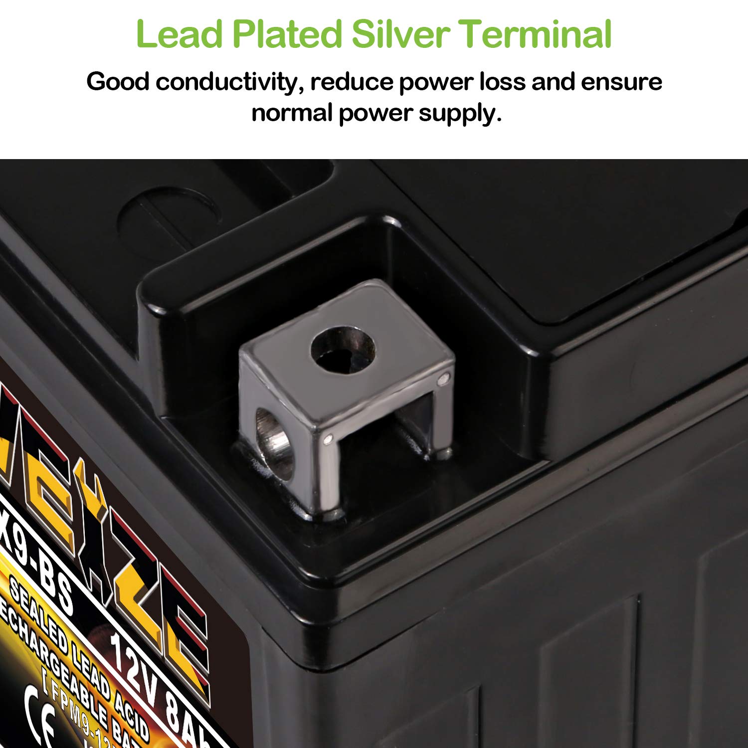 Weize Ytx9-Bs Maintenance Free Lead-Acid Battery For Motorcycle, Atv, Honda, Polaris, Suzuki