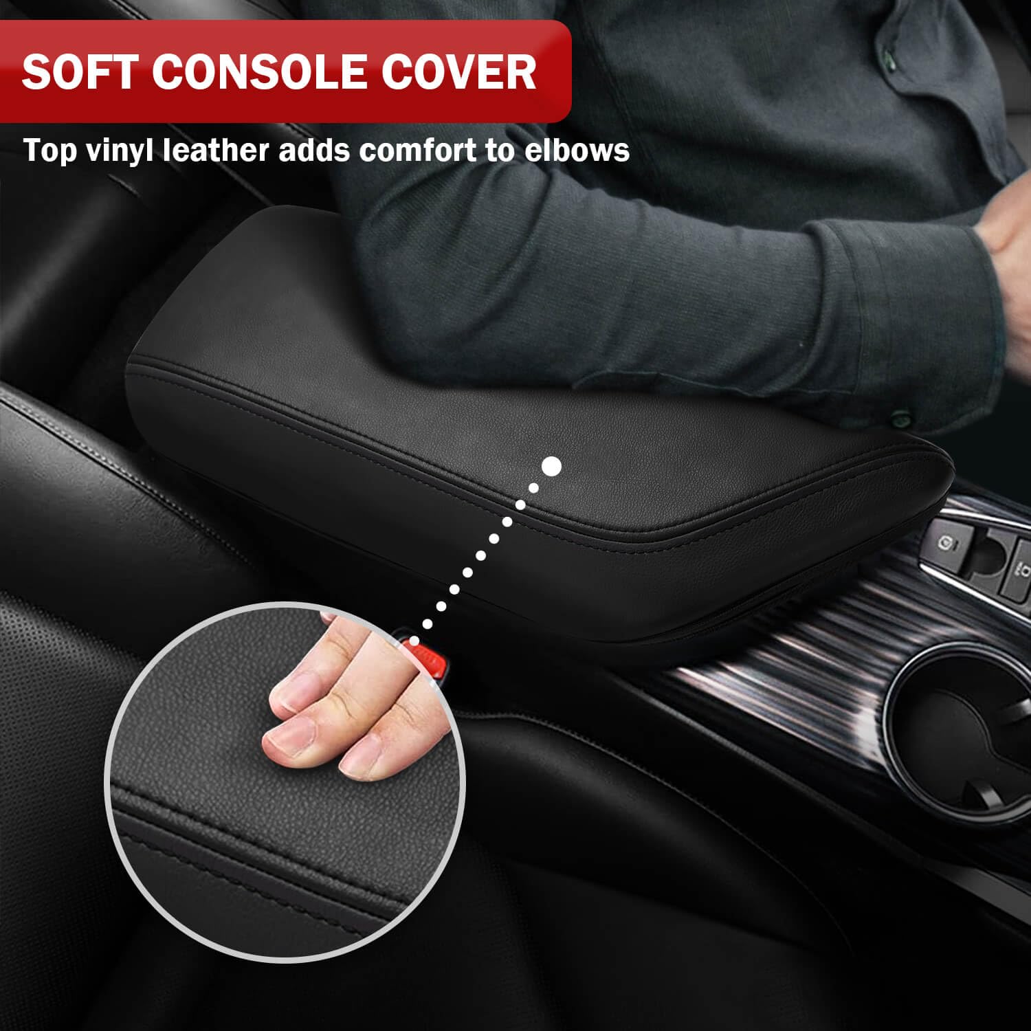 KBH Center Console Armrest Cover for Toyota Camry 2018 2019 2020 2021 2022 2023 2024, Car Arm Rest Protector, Vinyl Leather Trim