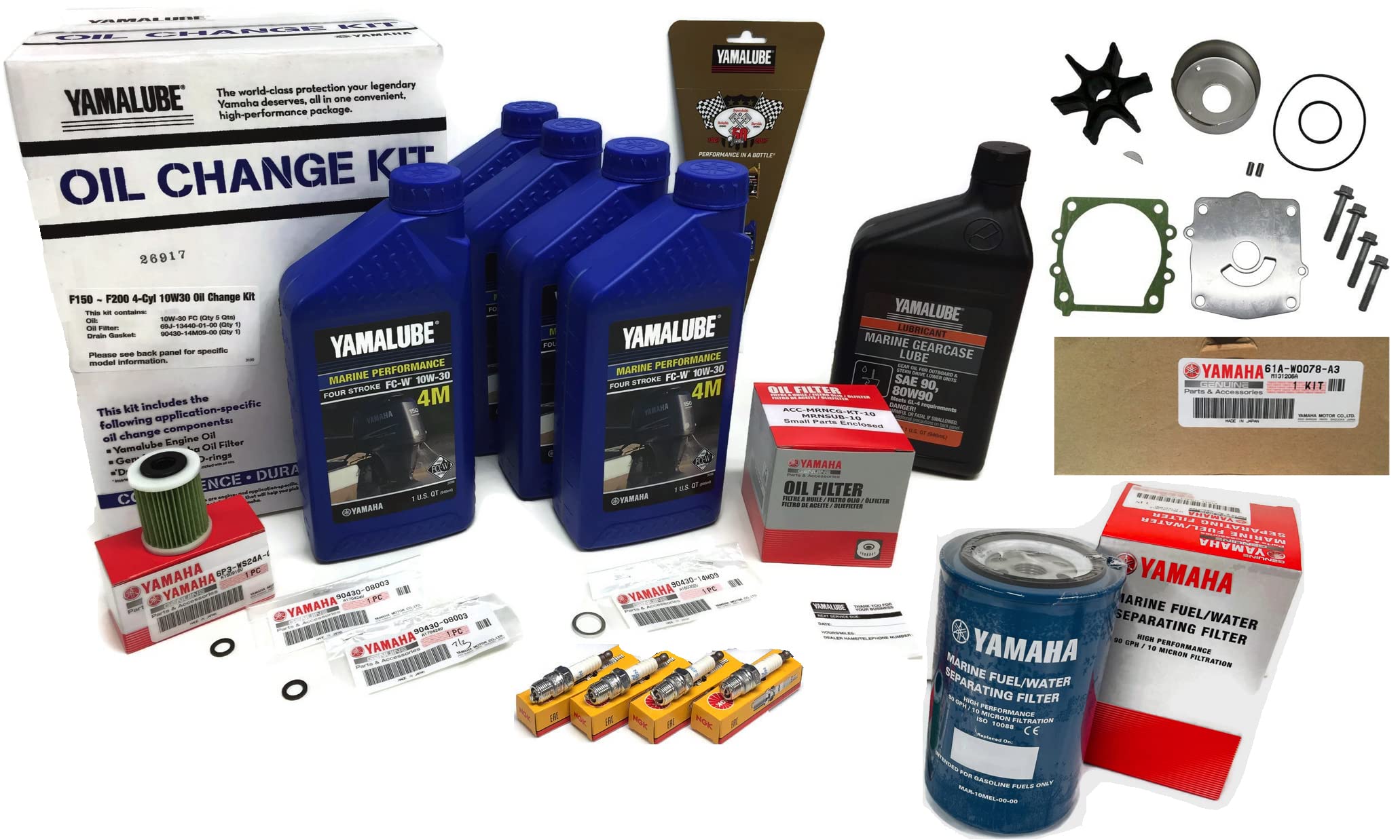 YAMAHA 2013+ F200 F200XB Oil Change Lower Unit Gear Lube Plugs Fuel Water Separator Filter Water Pump Maintenance Kit