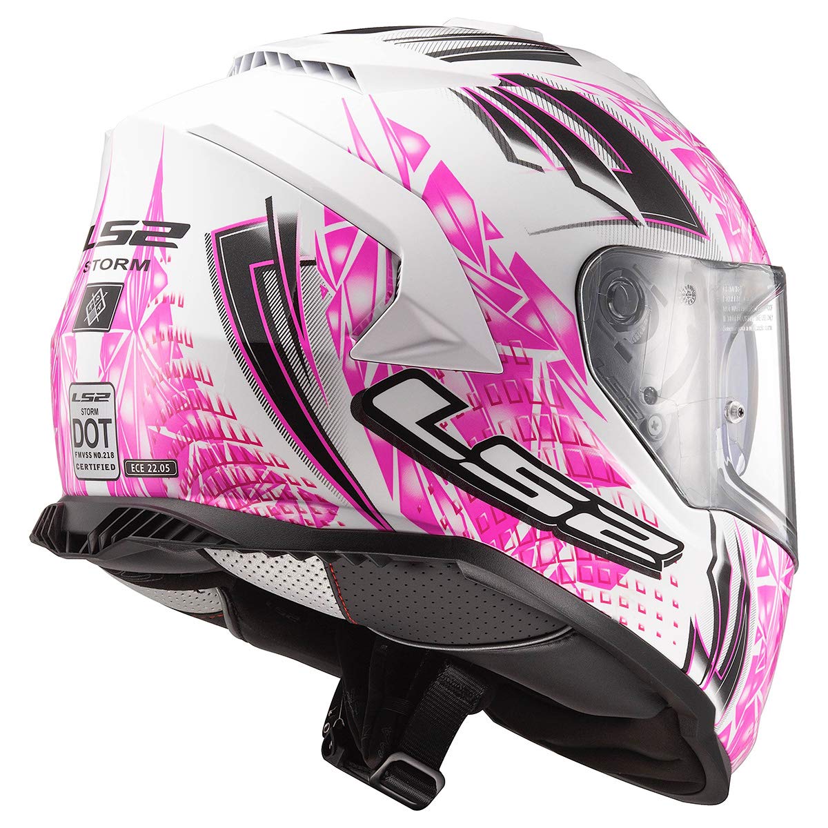 Ls2 Helmets Assault Full Face Motorcycle Helmet W/Sunshield (Galaxy Gloss White/Pink - 2X-Large)