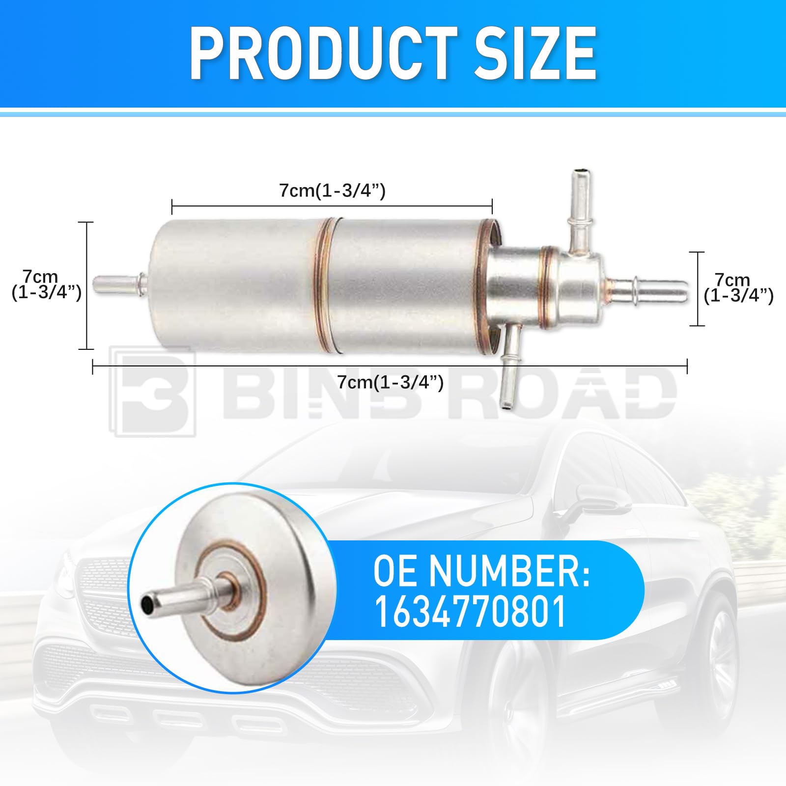Binb Road 1634770801 Fuel Filter Compatible With Mercedes Benz Ml320 Ml350 Ml500 3.7L W163 2002-2005