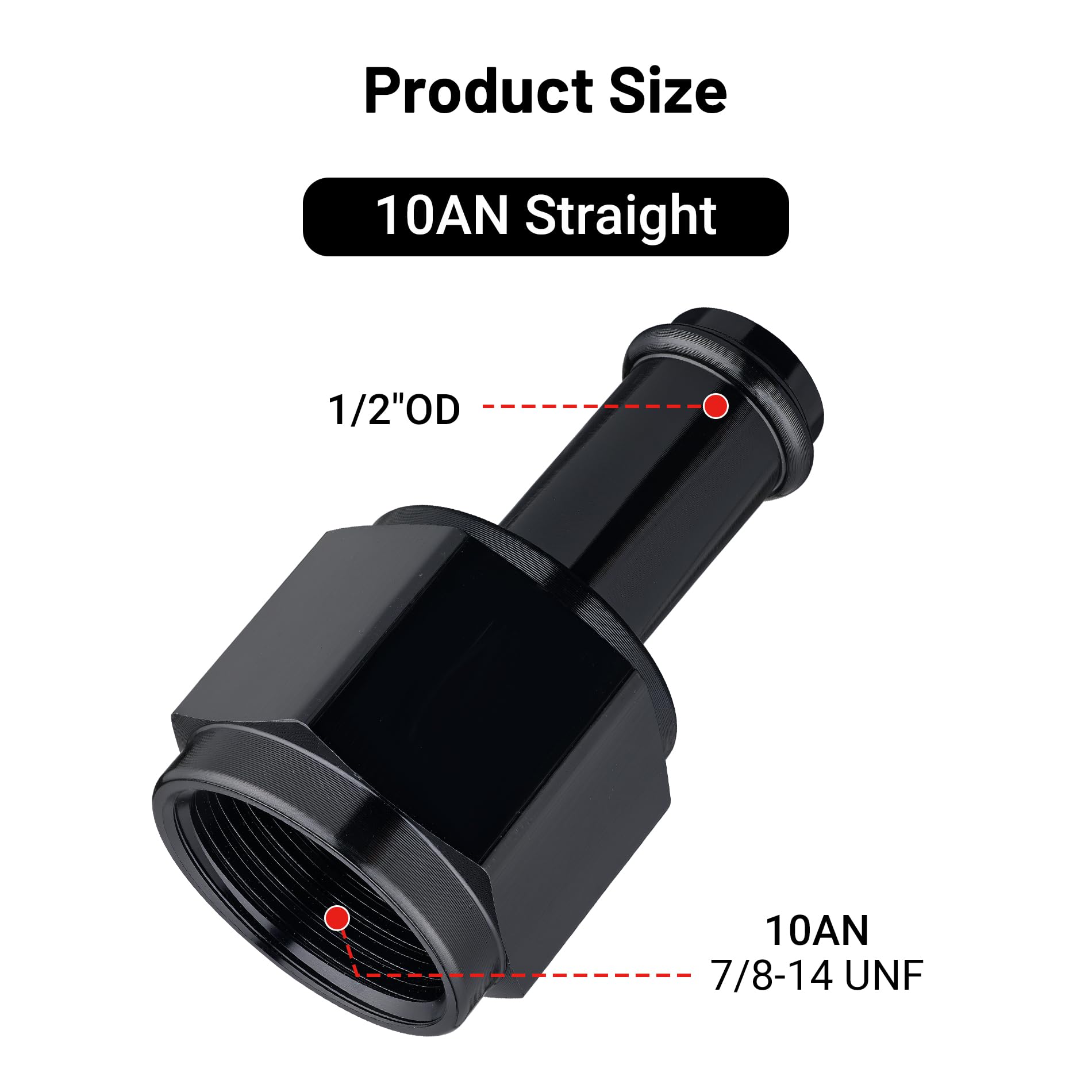 EVIL ENERGY 10AN Female to 1/2'' Barb Hose Fitting Straight Swivel 2PCS