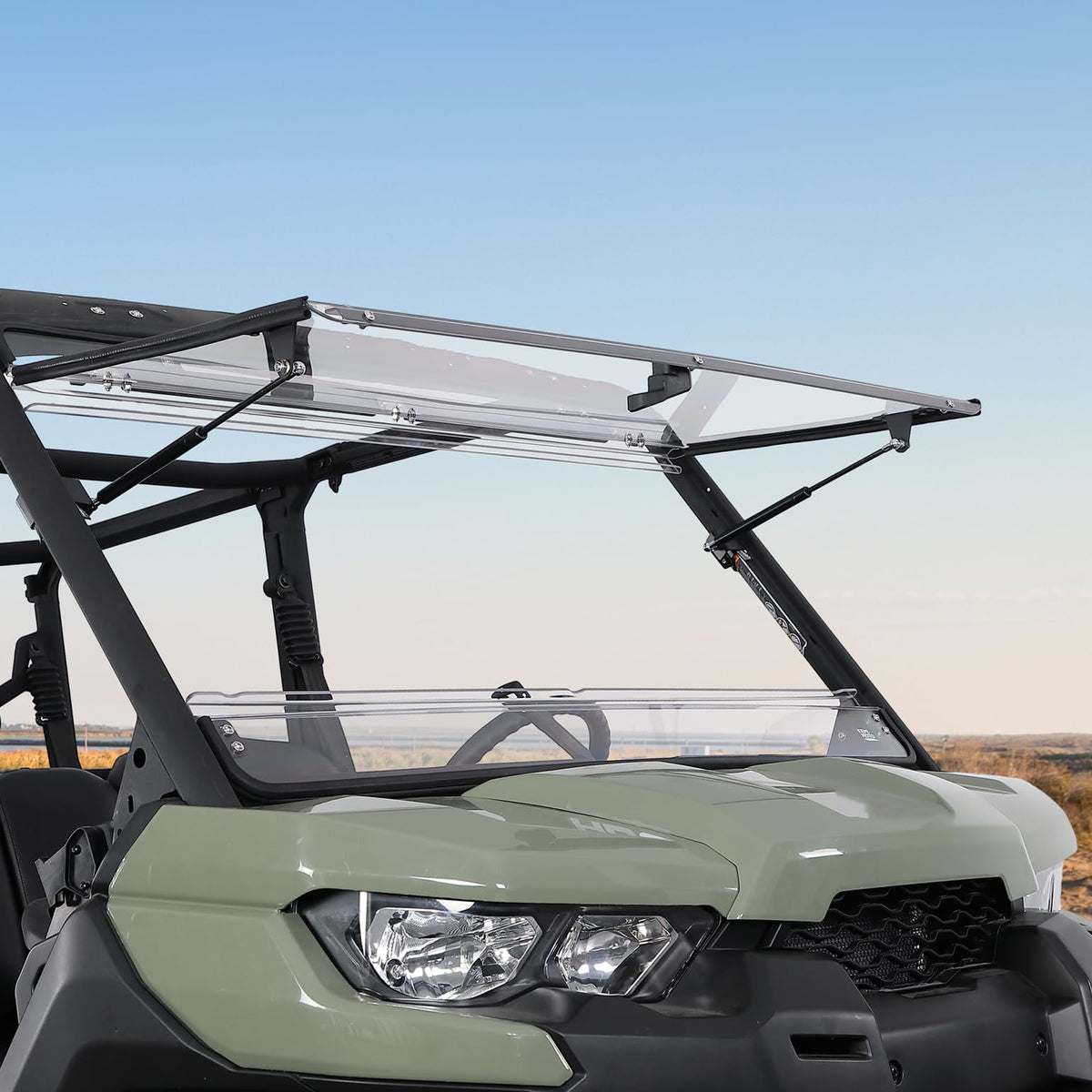 KEMIMOTO Flip Windshield Compatible with Can-Am Defender & Defender Max HD5/HD8/HD10, Scratch-resistant 1/ 5 Thick Polycarbona