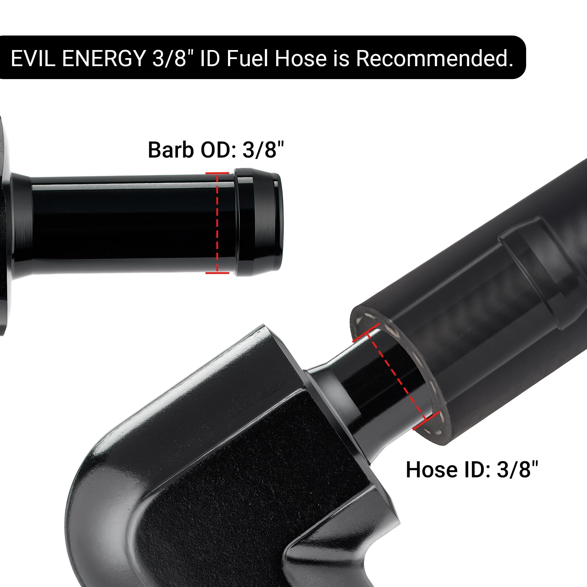 EVIL ENERGY 10AN Female to 3/8 '' Barb Hose Fitting 90 Degree Swivel