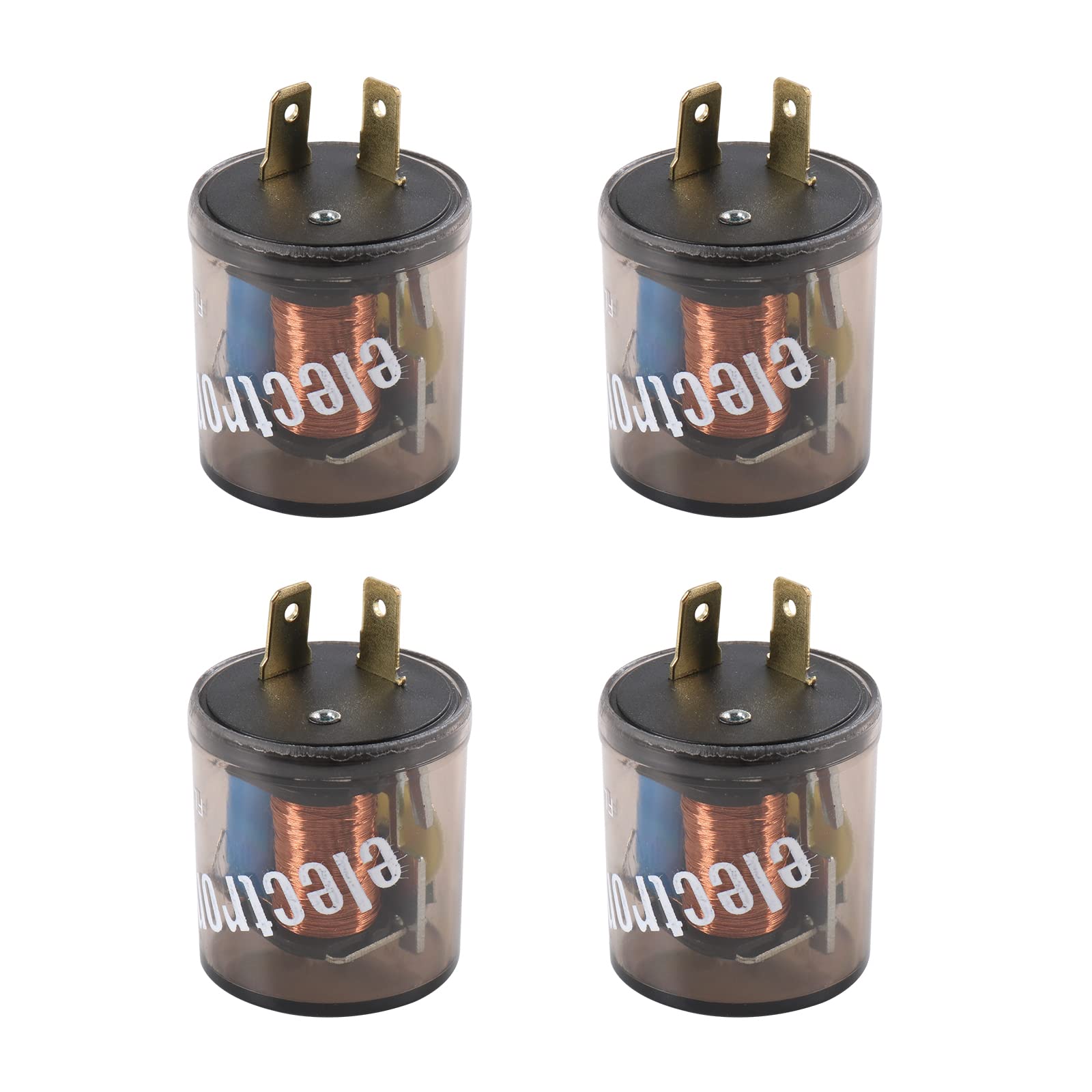 LDMINDA 4 Pcs 2 Pin 12V Electronic Turn Signal Flasher Relay 2 Prong Flasher Relay 20 Amps for Universal Automobile Motorcycle B