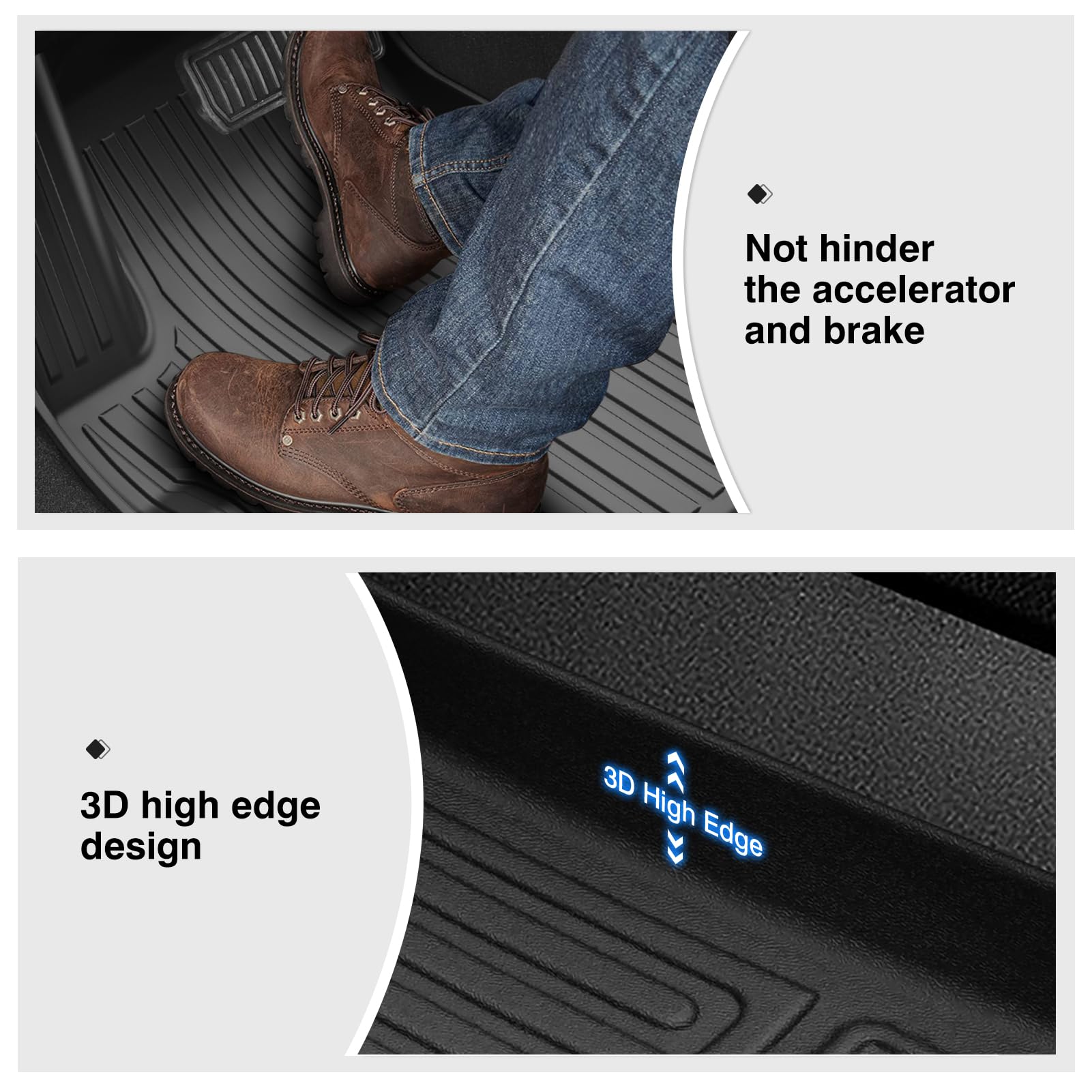 Powerty Floor Mats For 2024 2025 Tesla Model 3 Highland Accessories 1St & 2Nd Row Liner Set All Weather Tpe 3D Car Mats All-Weat